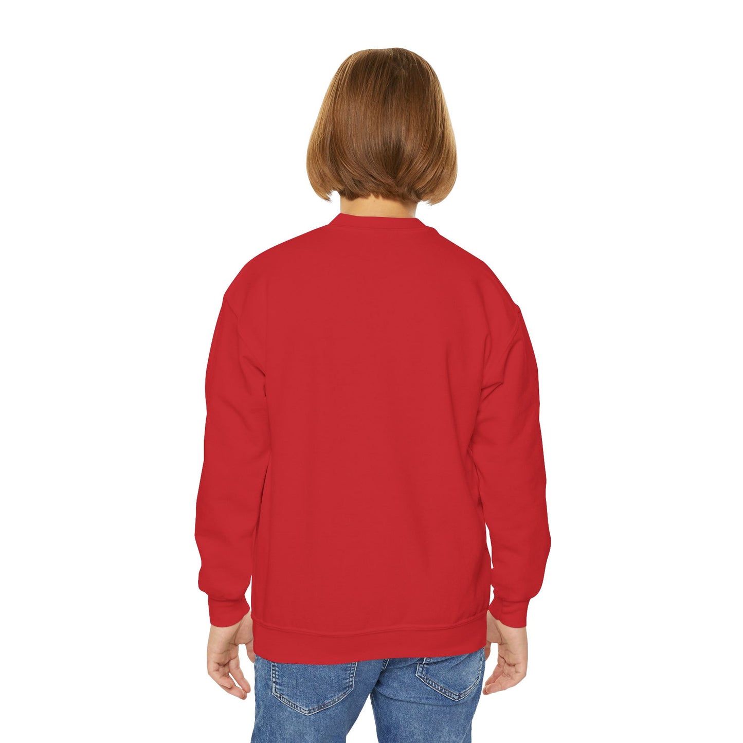 Youth Simple Christian Crewneck Sweatshirt with White Cross (Gildan Product)