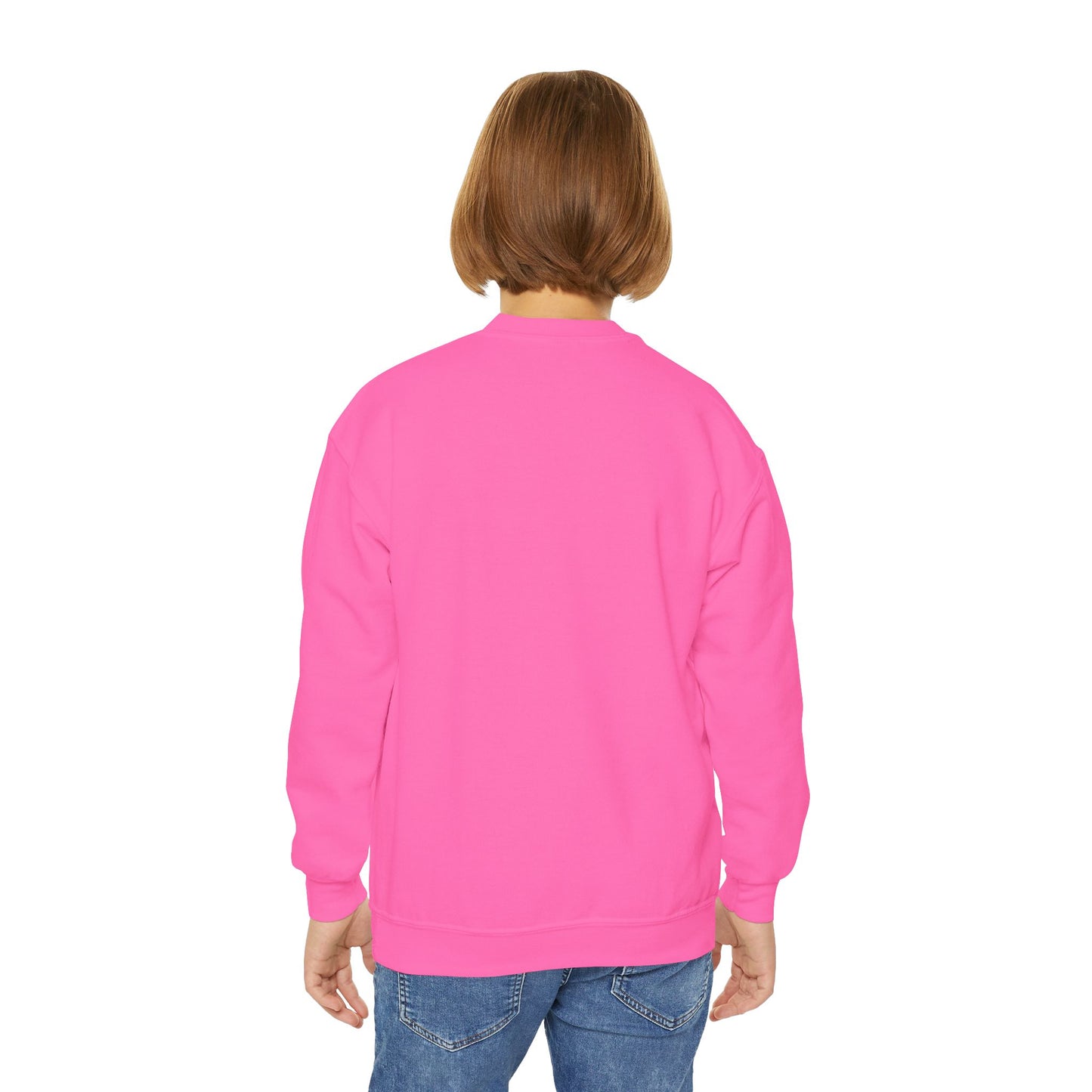 Youth Simple Christian Crewneck Sweatshirt with White Cross (Gildan Product)