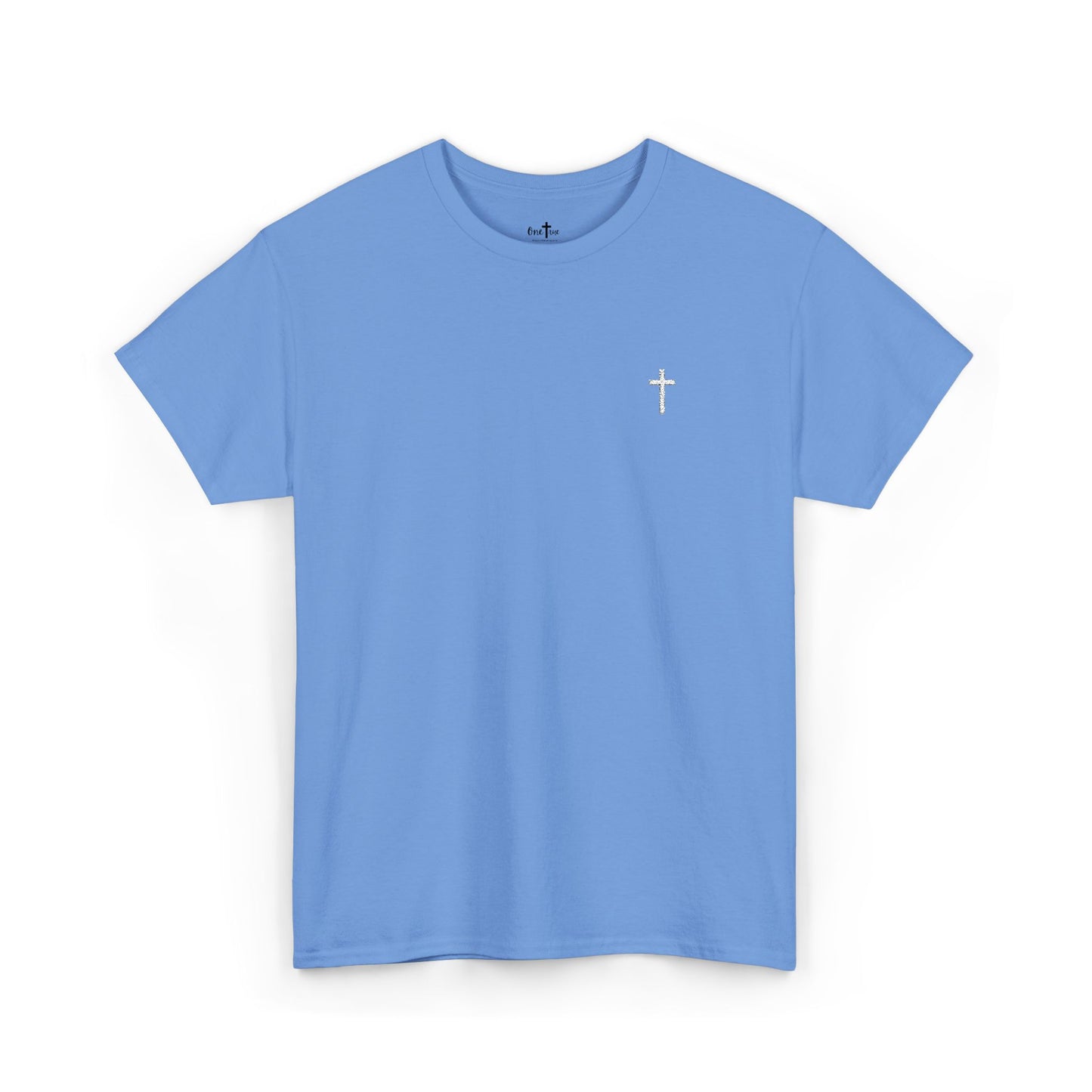 Unisex Heavy Cotton Tee with White Cross (Embroidered)