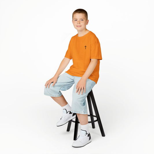 Kids Simple Christian T-Shirt with Black Cross (Gildan Product)