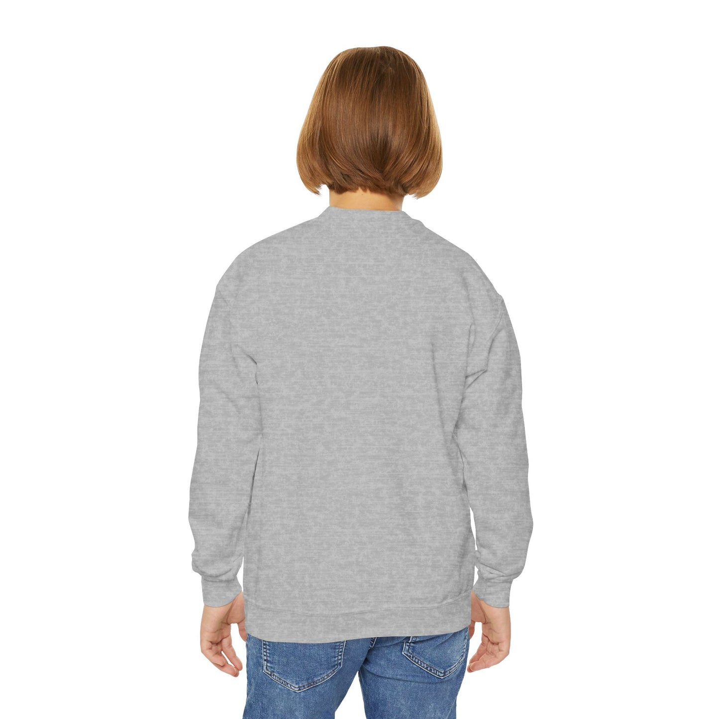 Youth Simple Christian Crewneck Sweatshirt with White Cross (Gildan Product)