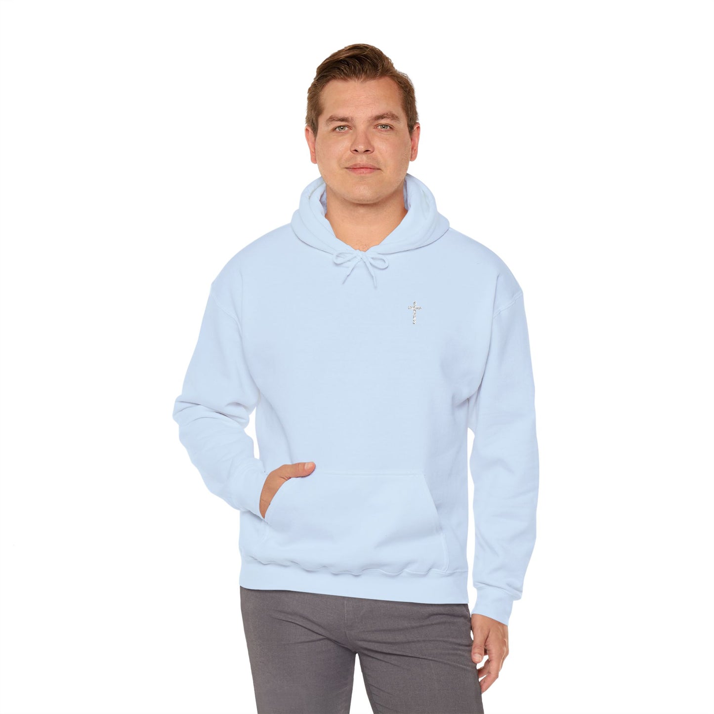 Unisex Embroidered White Cross Hooded Sweatshirt