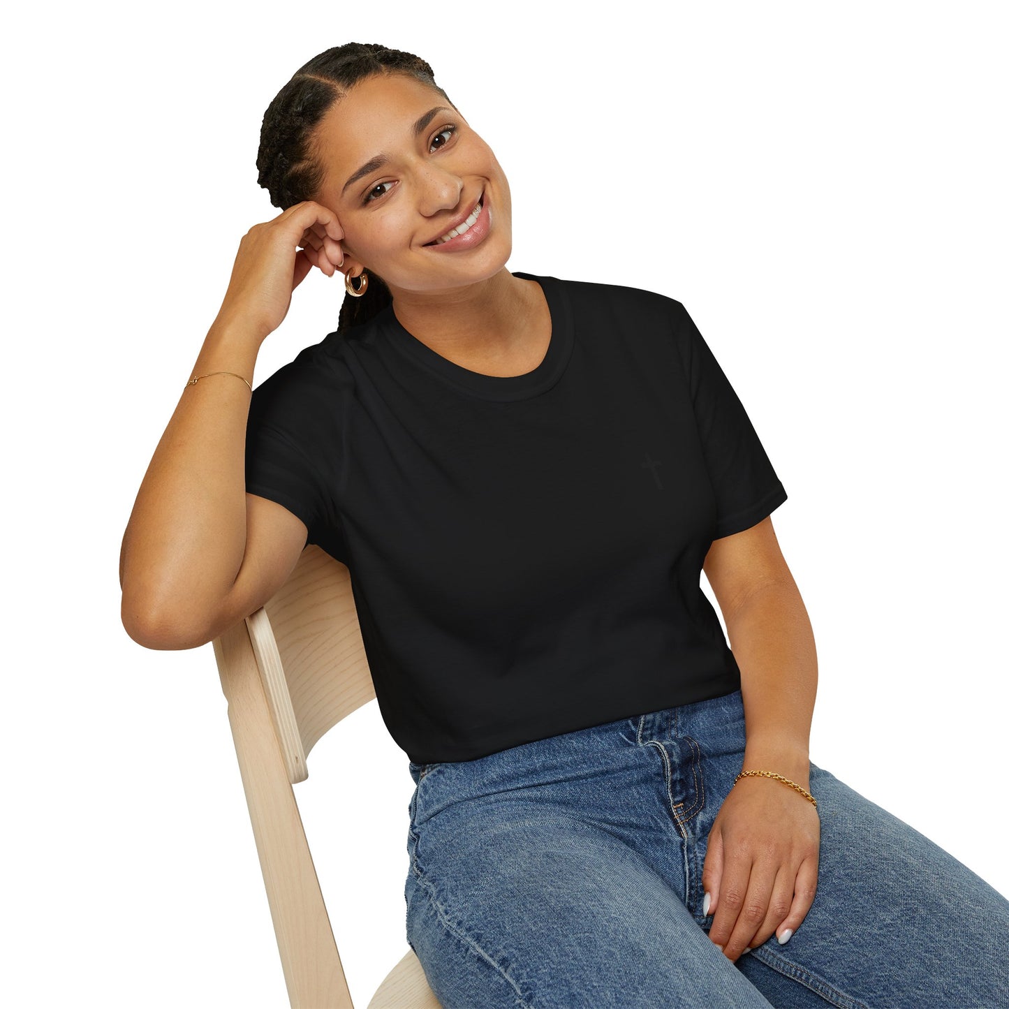 Unisex Christian T-Shirt with Black Cross (Gildan Product)