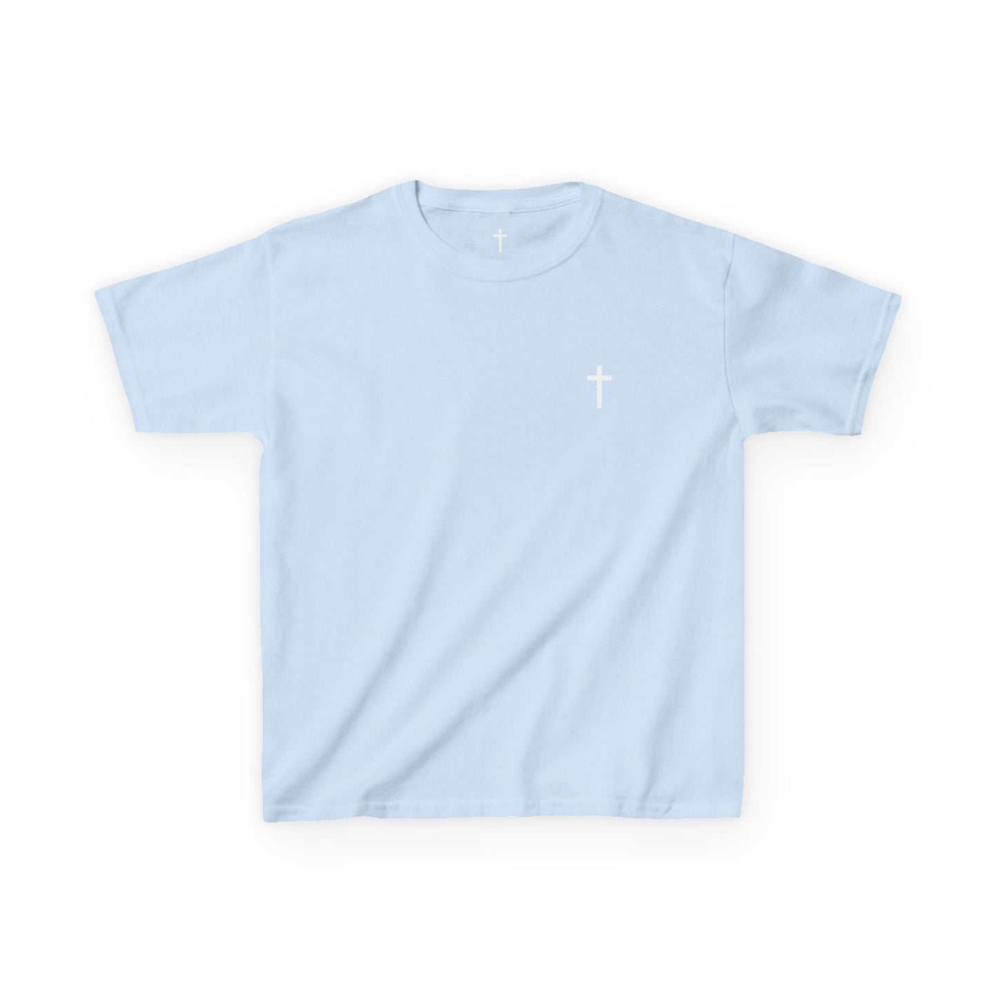 Kids Simple Christian T-Shirt with White Cross (Gildan Product)