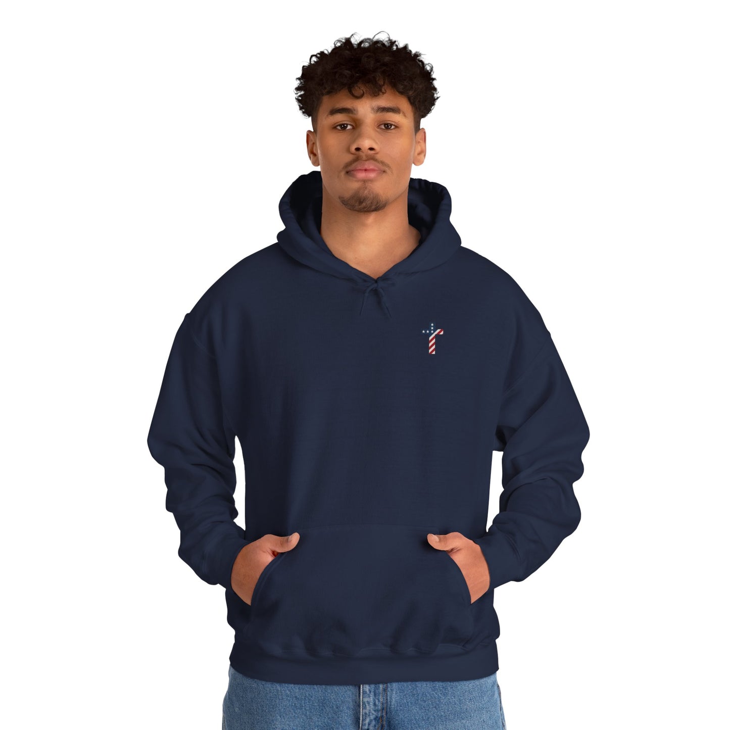 American Flag Cross- Gildan Hooded Sweatshirt