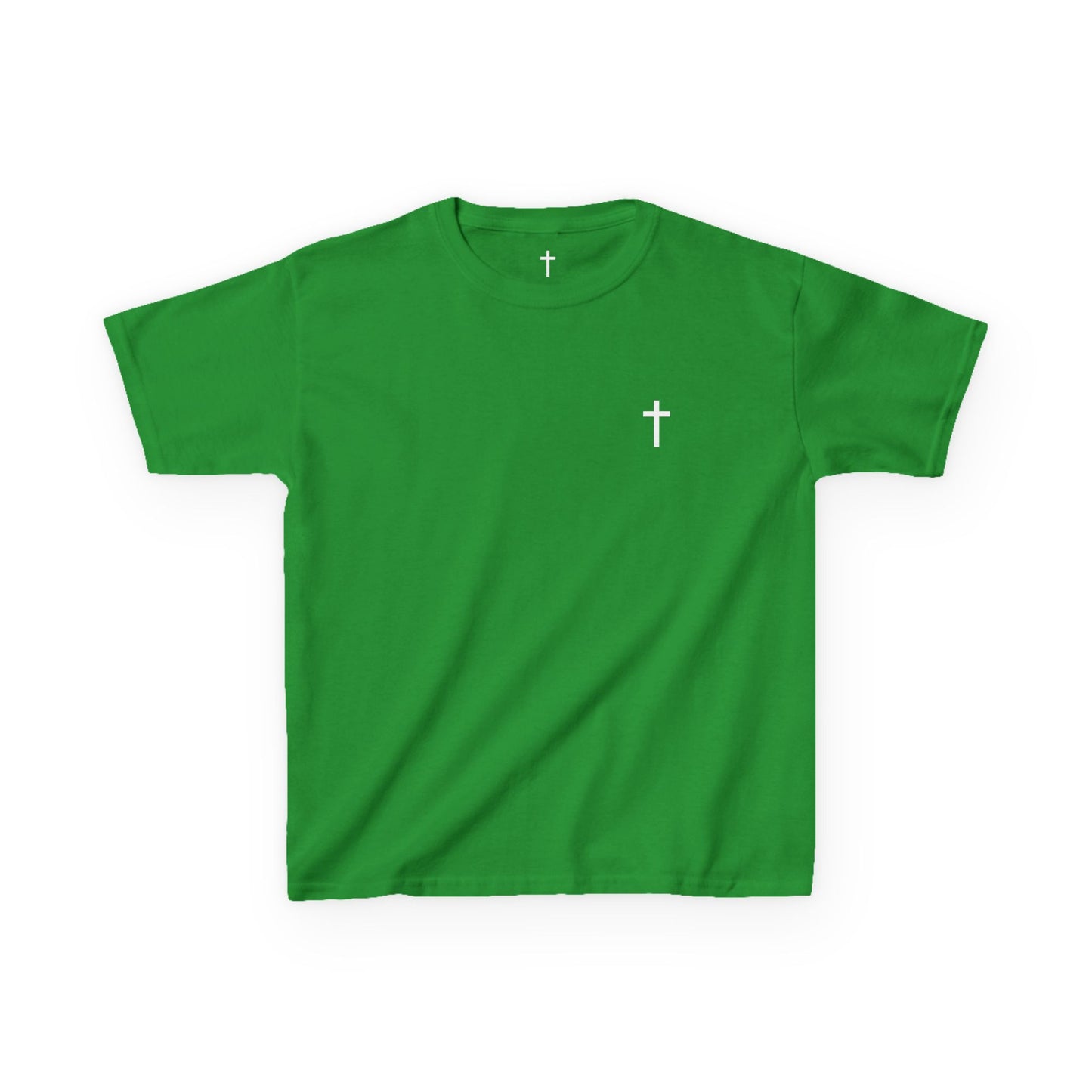 Kids Simple Christian T-Shirt with White Cross (Gildan Product)