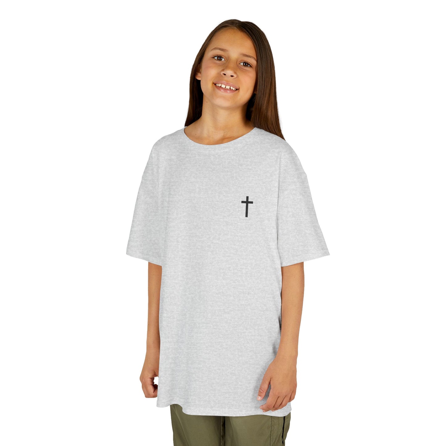 Kids Simple Christian T-Shirt with Black Cross (Gildan Product)