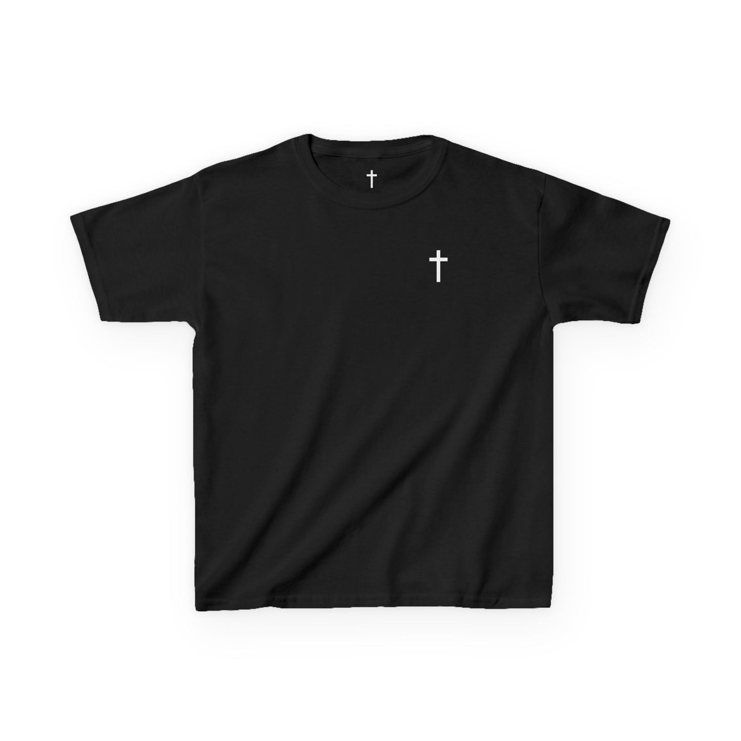 Youth Simple Christian T-Shirt with White Cross (Gildan Product)