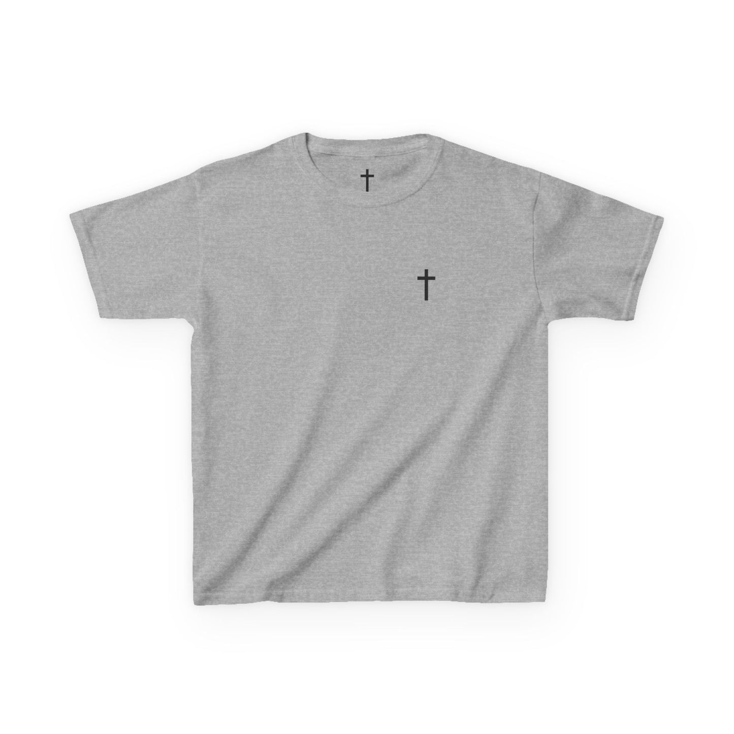Kids Simple Christian T-Shirt with Black Cross (Gildan Product)
