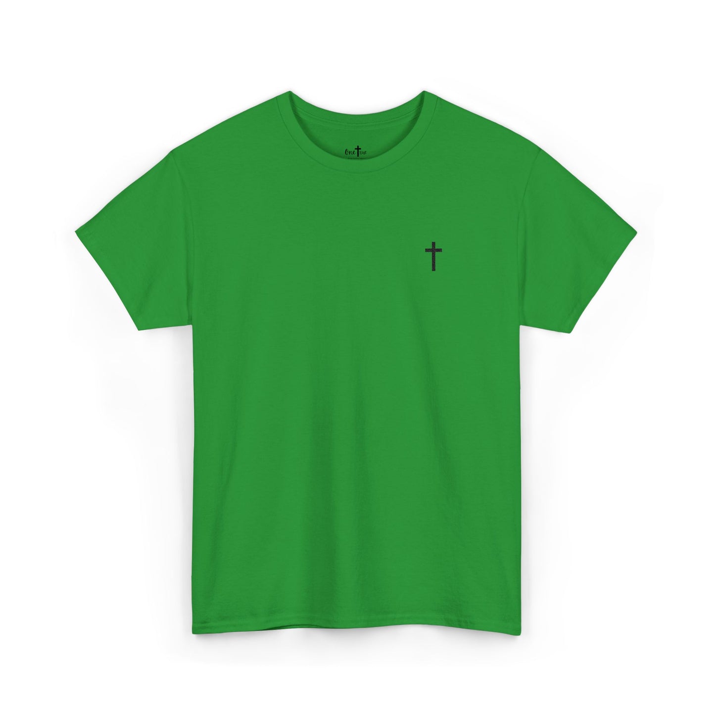 Unisex Heavy Cotton Tee with Black Cross (Embroidered)
