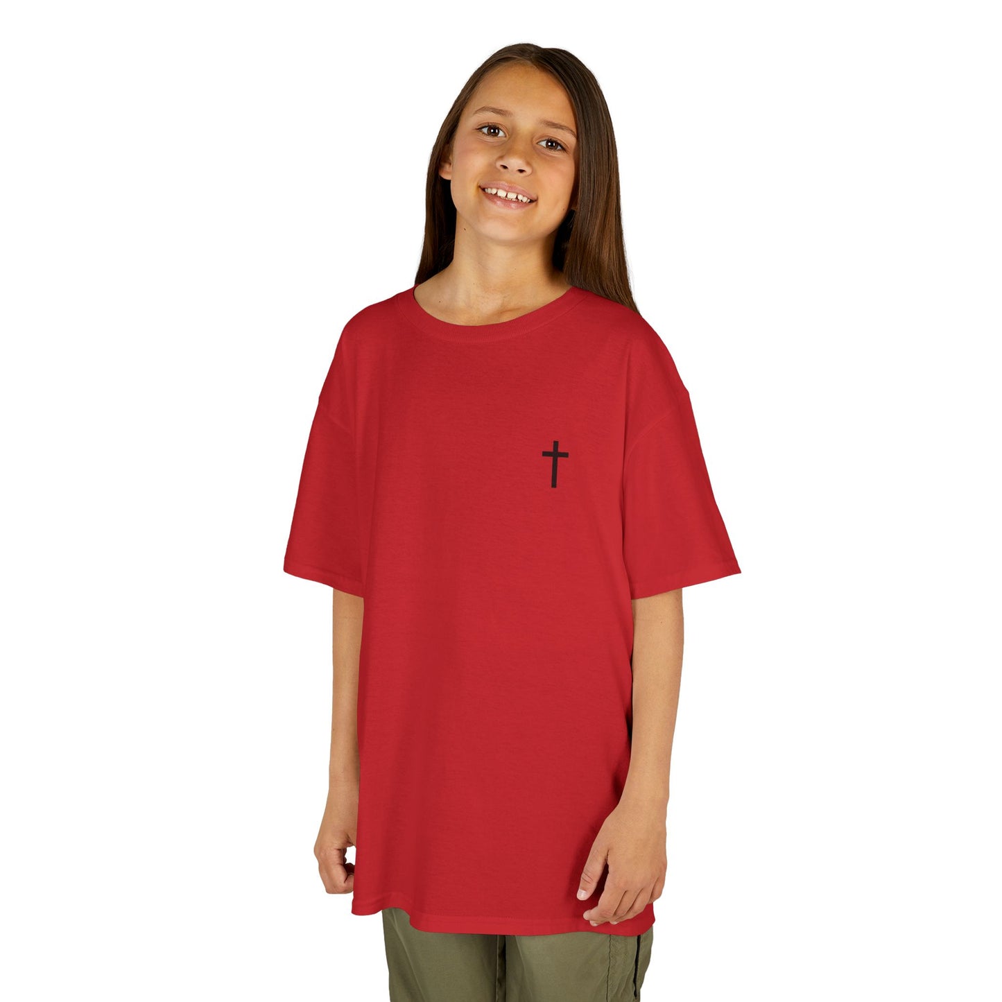 Kids Simple Christian T-Shirt with Black Cross (Gildan Product)