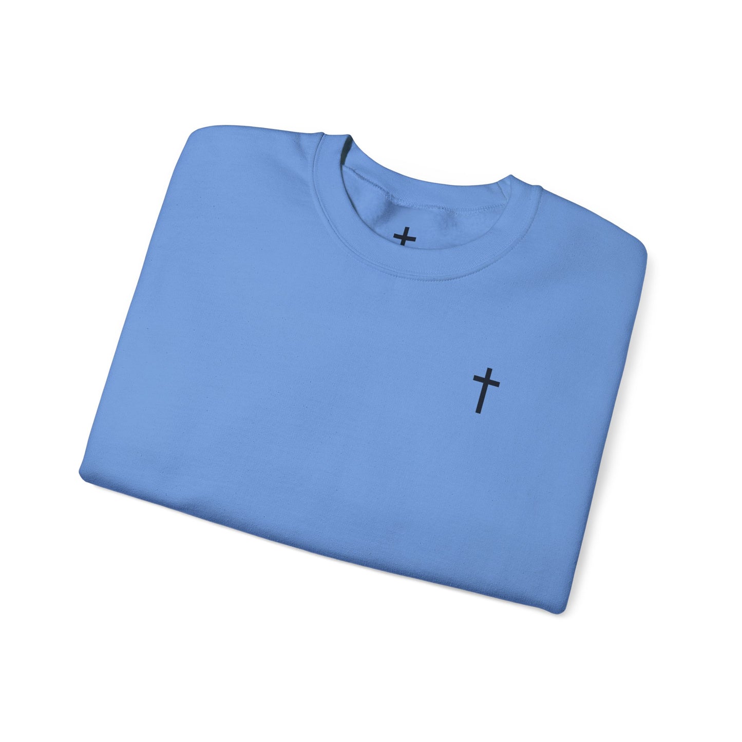 Unisex Simple Christian Heavy Blend Crewneck Sweatshirt with Black Cross (Gildan Product)