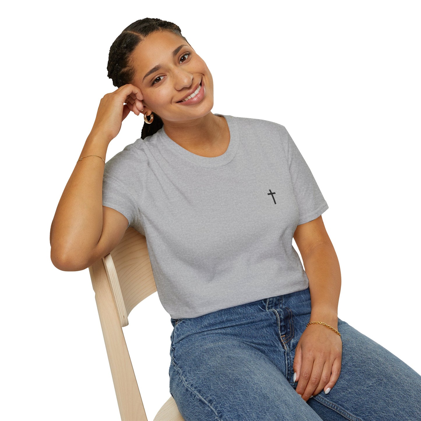 Unisex Christian T-Shirt with Black Cross (Gildan Product)