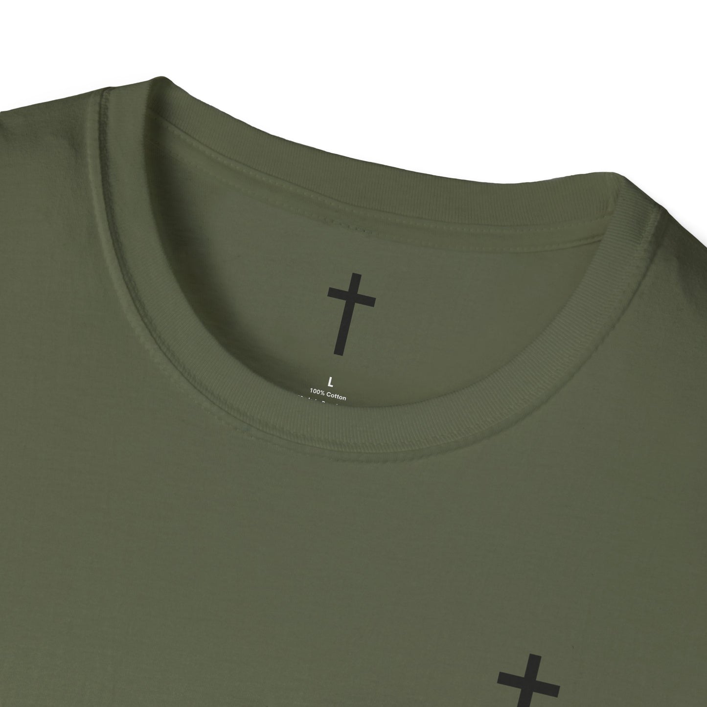 Unisex Christian T-Shirt with Black Cross (Gildan Product)