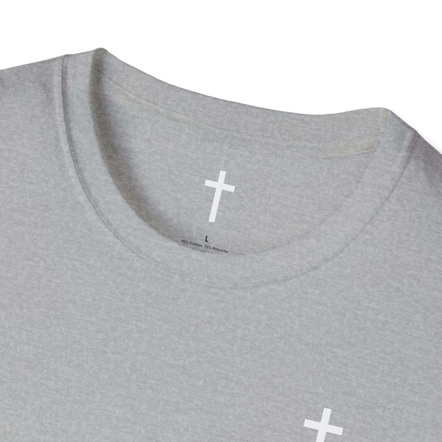 Unisex Christian T-Shirt with White Cross (Gildan Product)