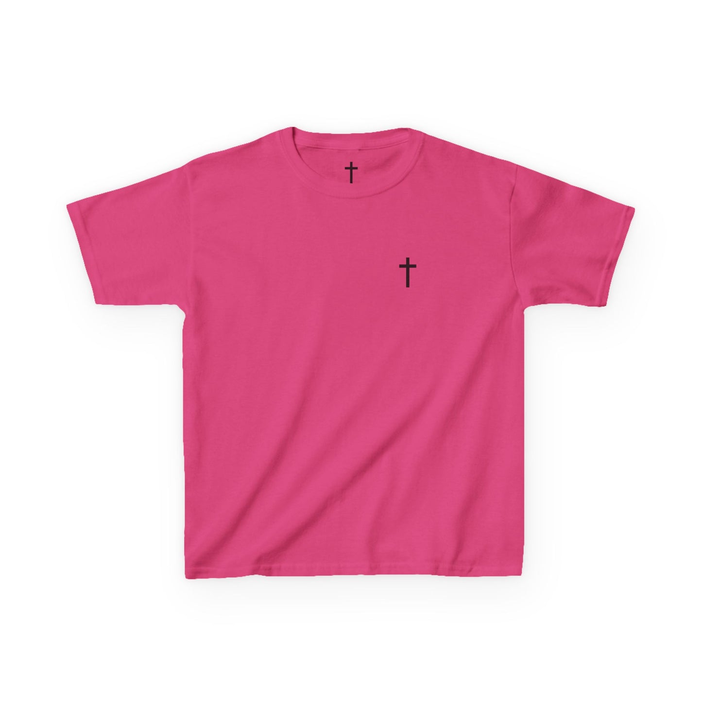 Kids Simple Christian T-Shirt with Black Cross (Gildan Product)