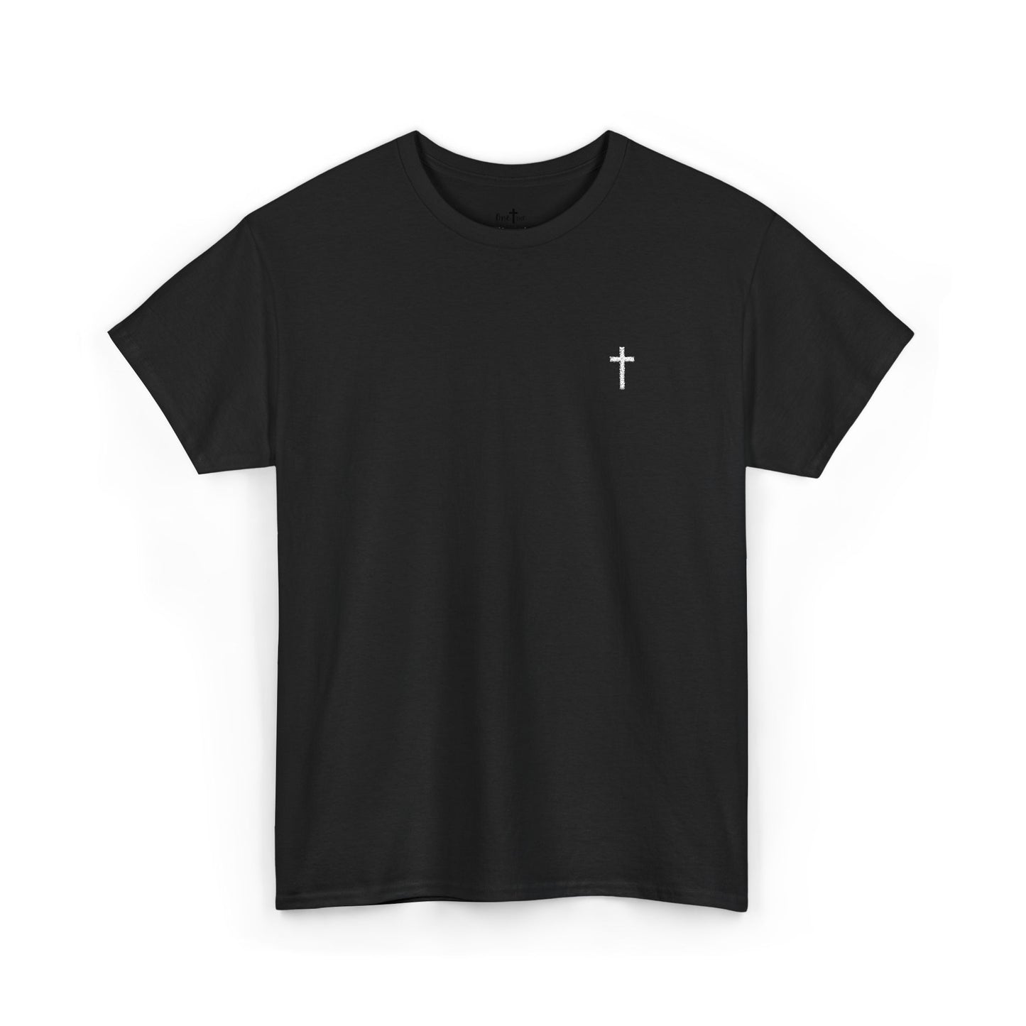 Unisex Heavy Cotton Tee with White Cross (Embroidered)