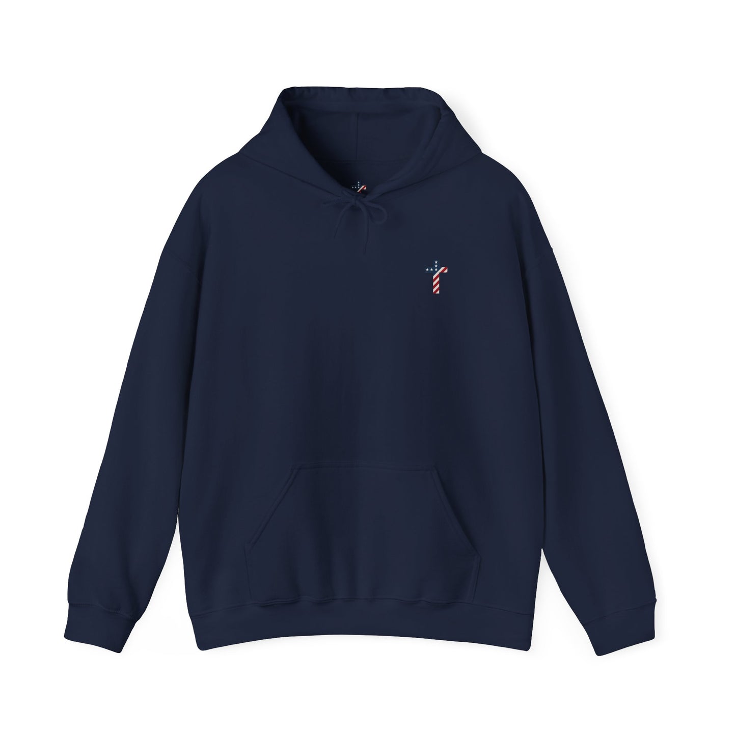 American Flag Cross- Gildan Hooded Sweatshirt