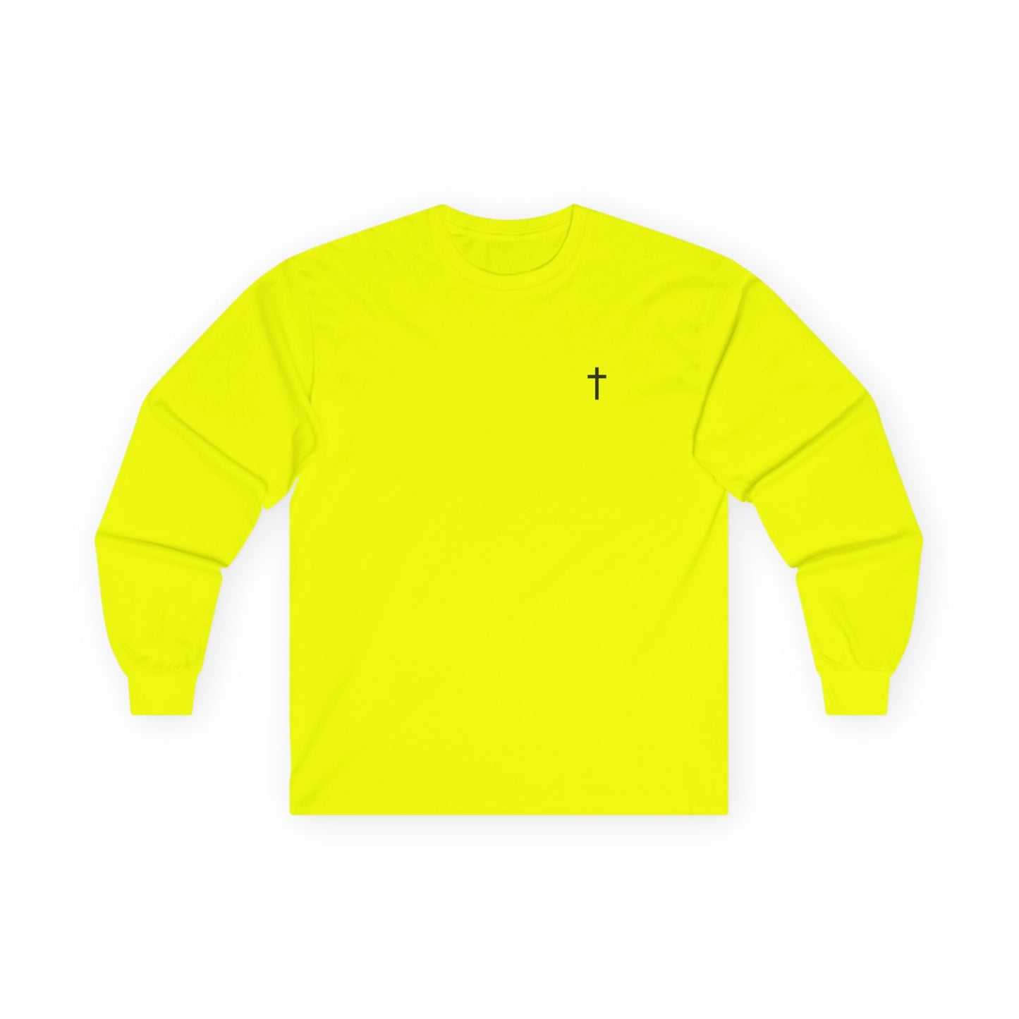Unisex 100% Cotton Long Sleeve Tee with Black Cross