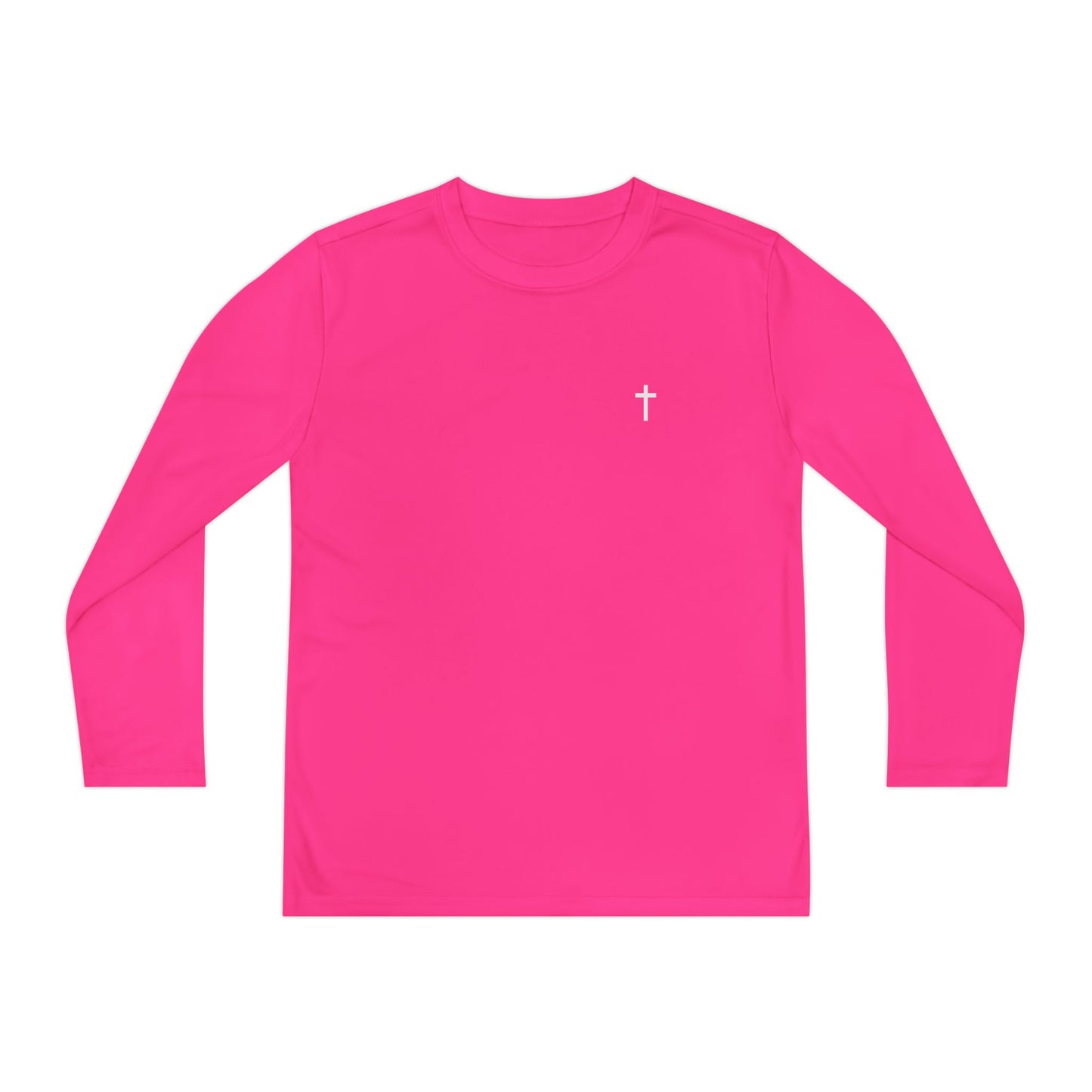 Youth long sleeve Sport-Tek with White Cross