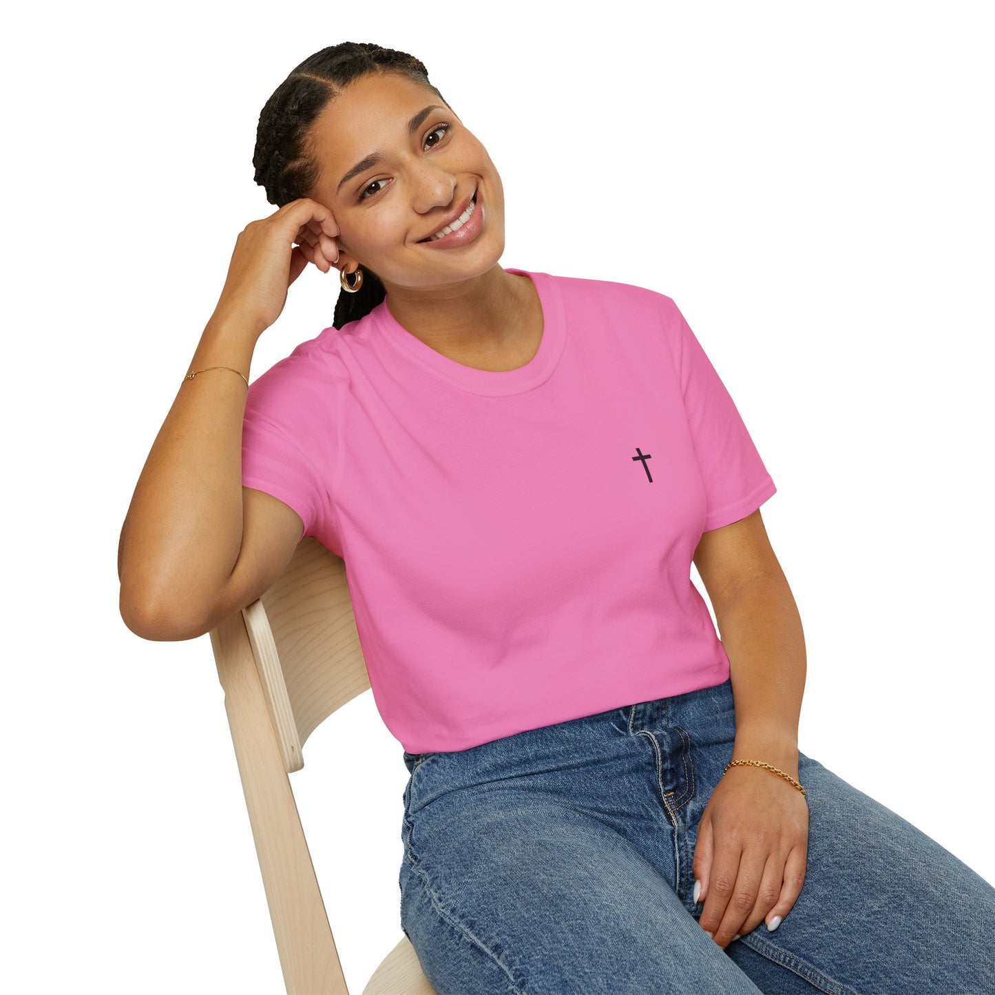 Unisex Christian T-Shirt with Black Cross (Gildan Product)
