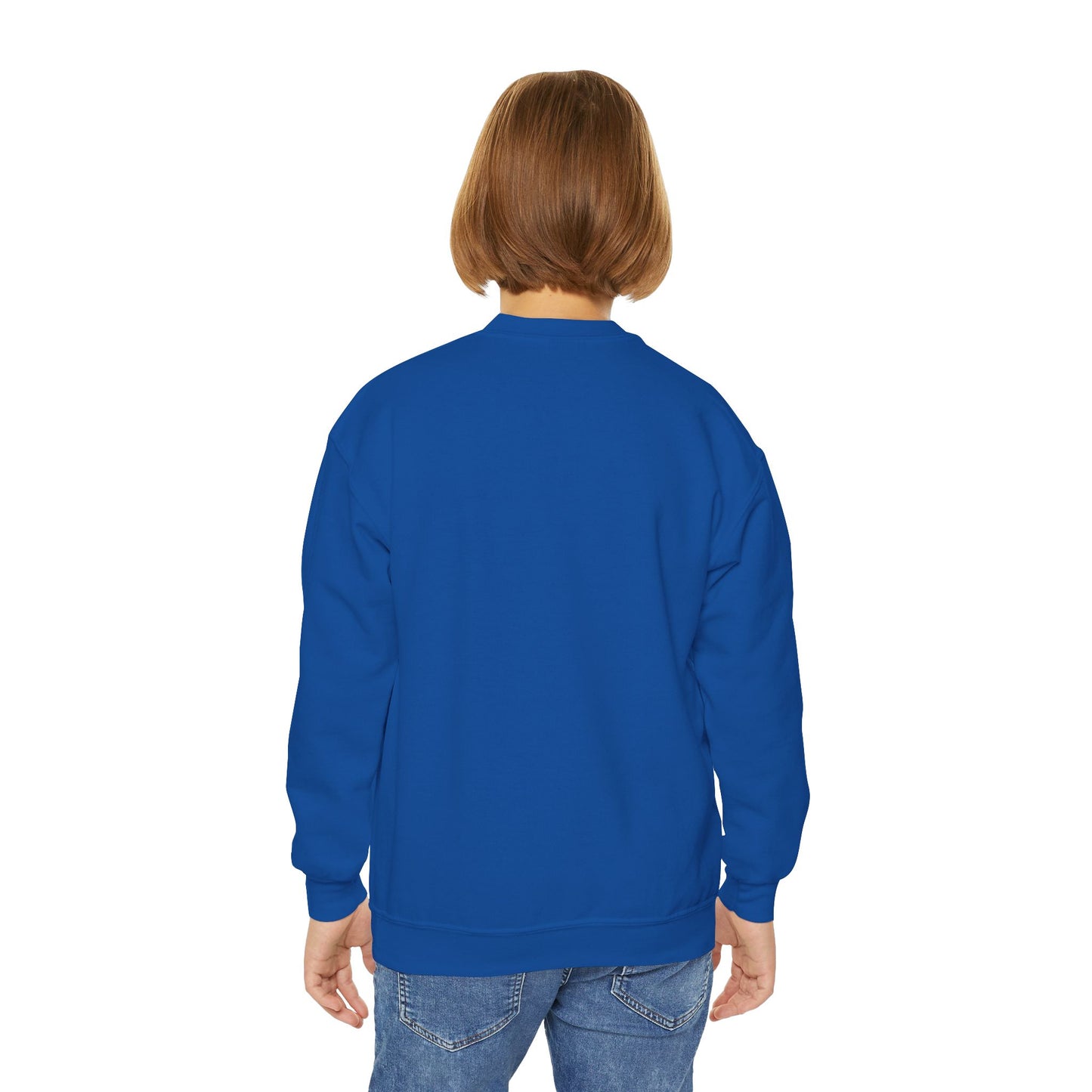 Youth Simple Christian Crewneck Sweatshirt with White Cross (Gildan Product)