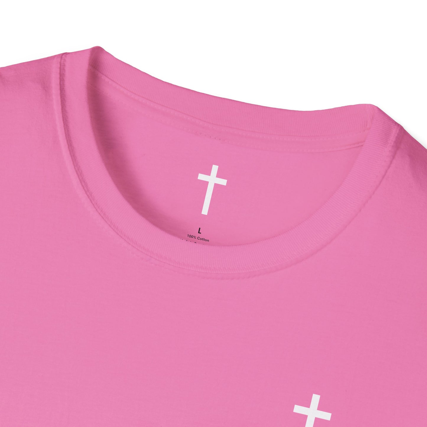 Unisex Christian T-Shirt with White Cross (Gildan Product)