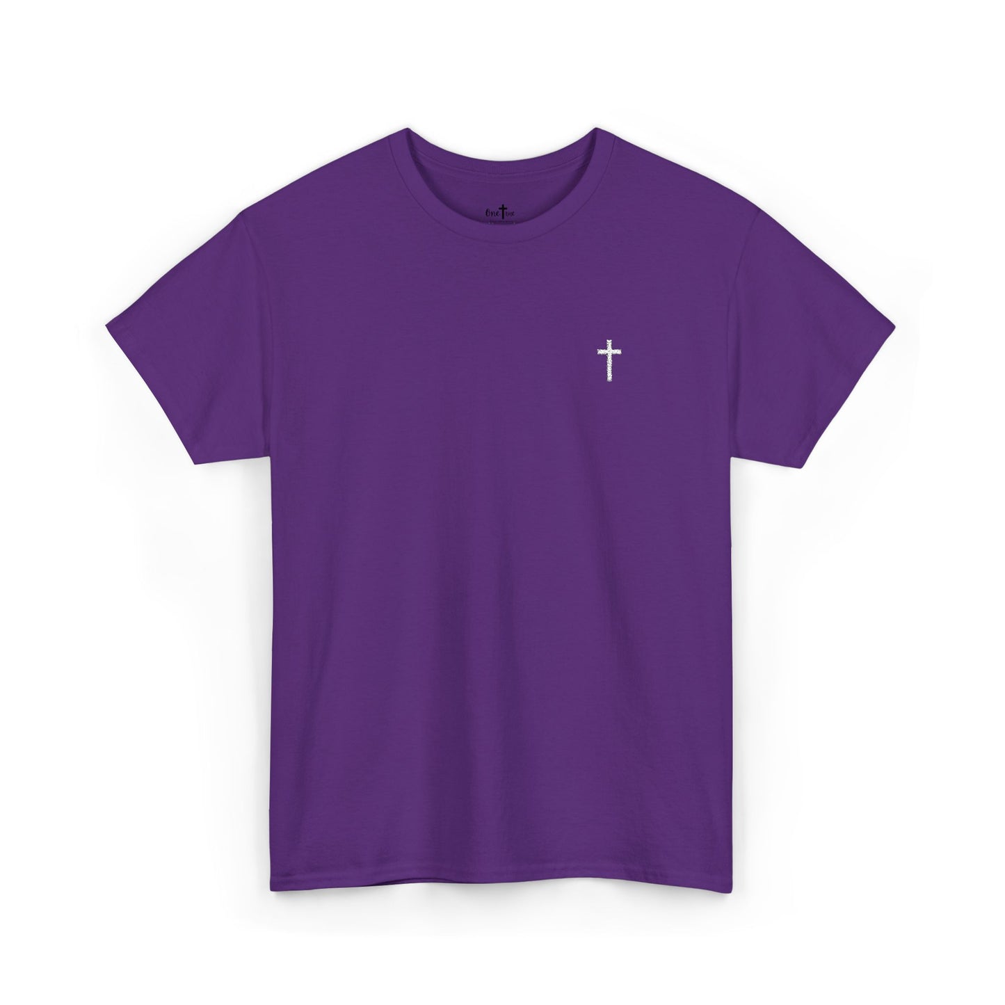 Unisex Heavy Cotton Tee with White Cross (Embroidered)