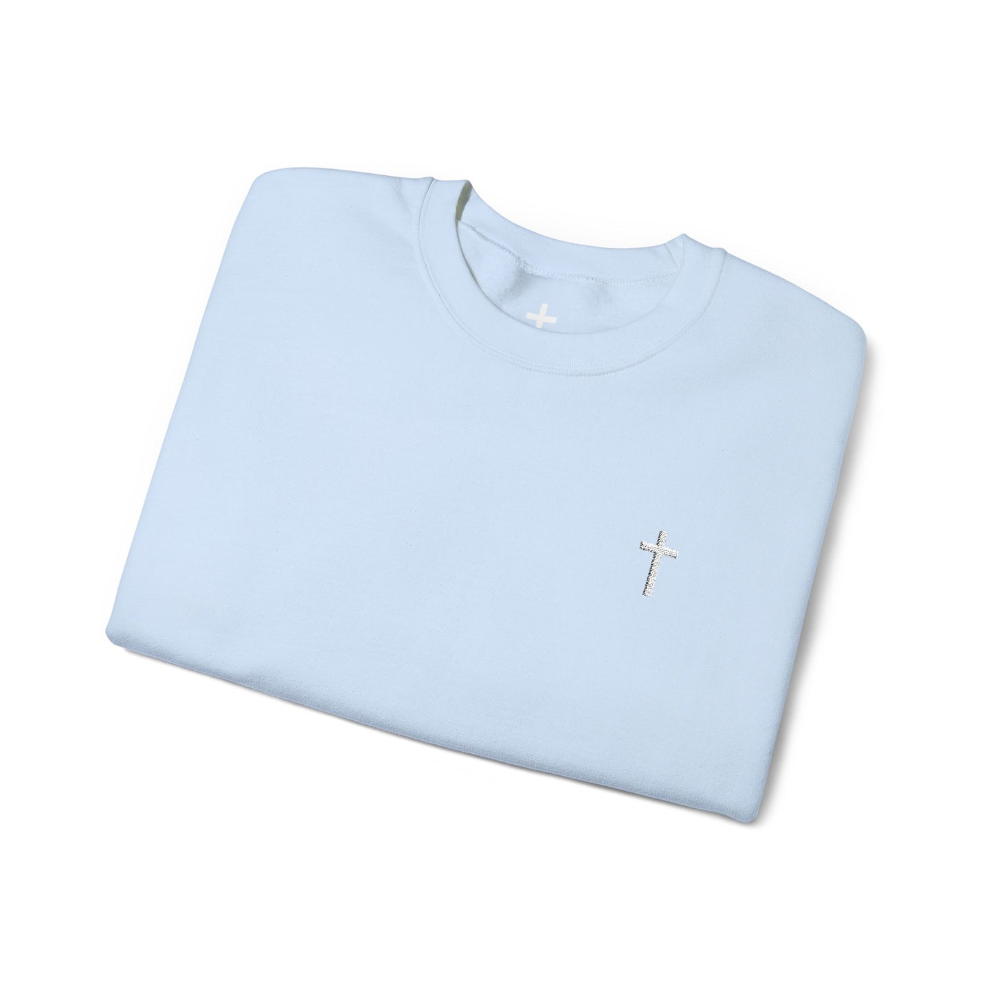 Unisex Heavy Blend™ Crewneck Sweatshirt with Embroidered White Cross
