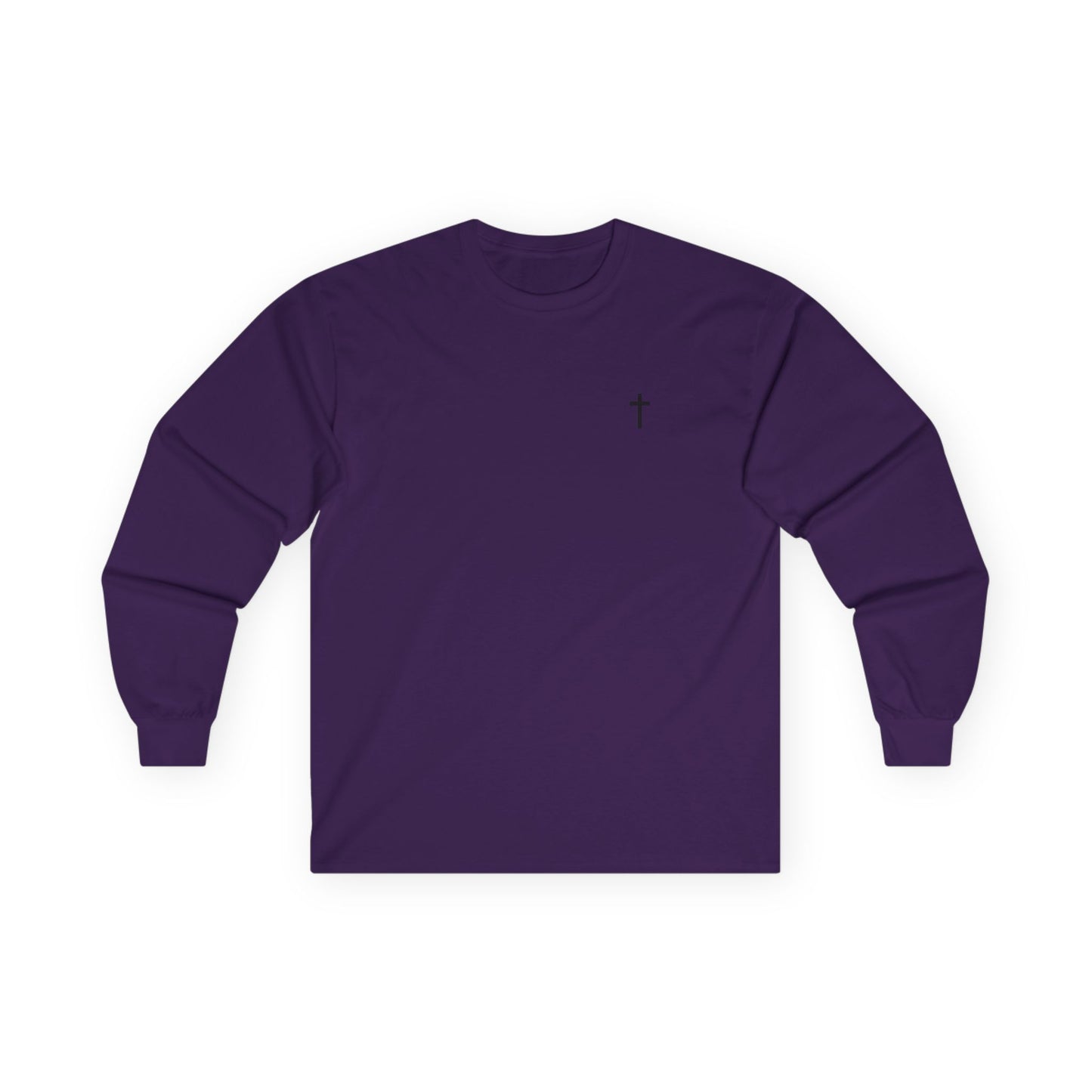 Unisex 100% Cotton Long Sleeve Tee with Black Cross