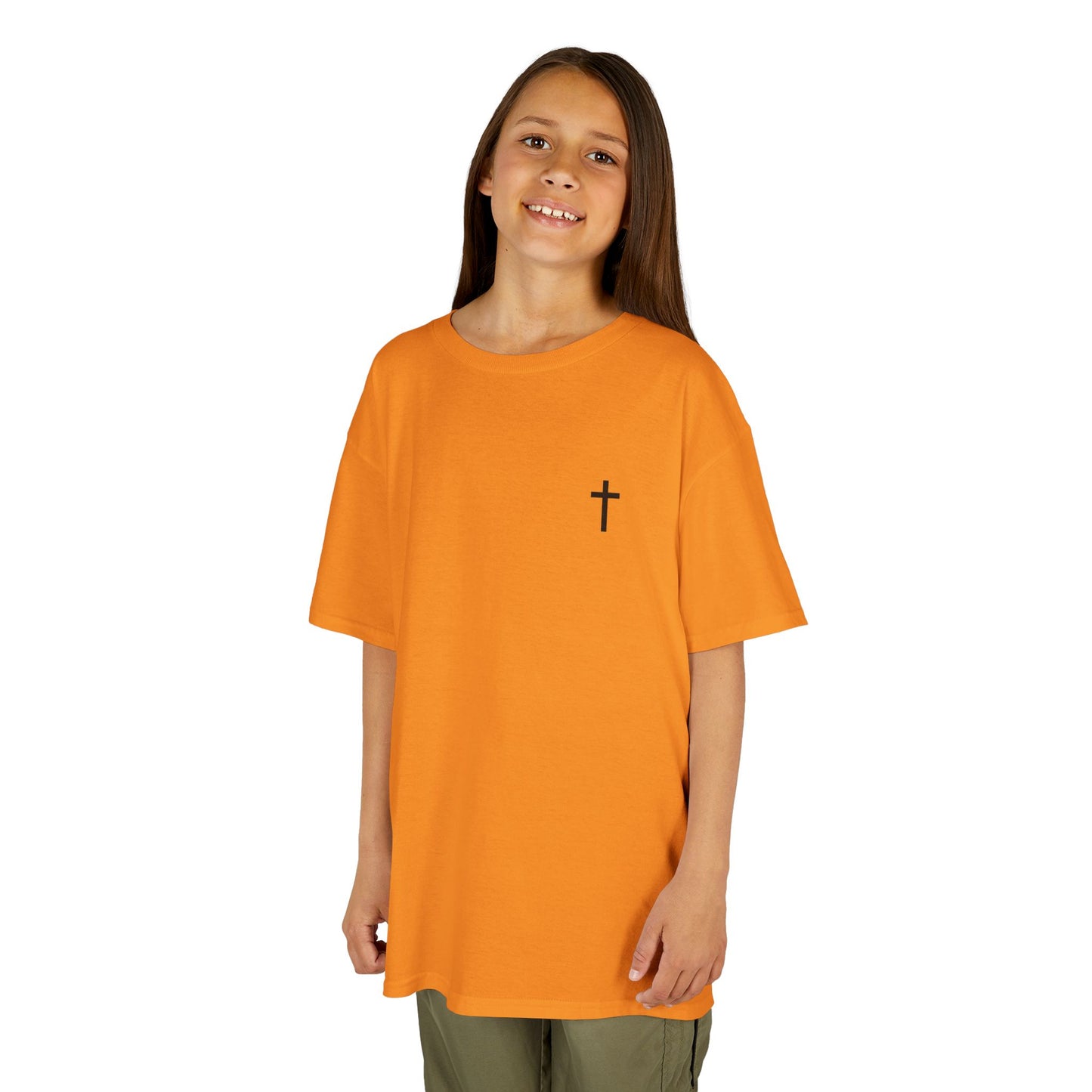Kids Simple Christian T-Shirt with Black Cross (Gildan Product)