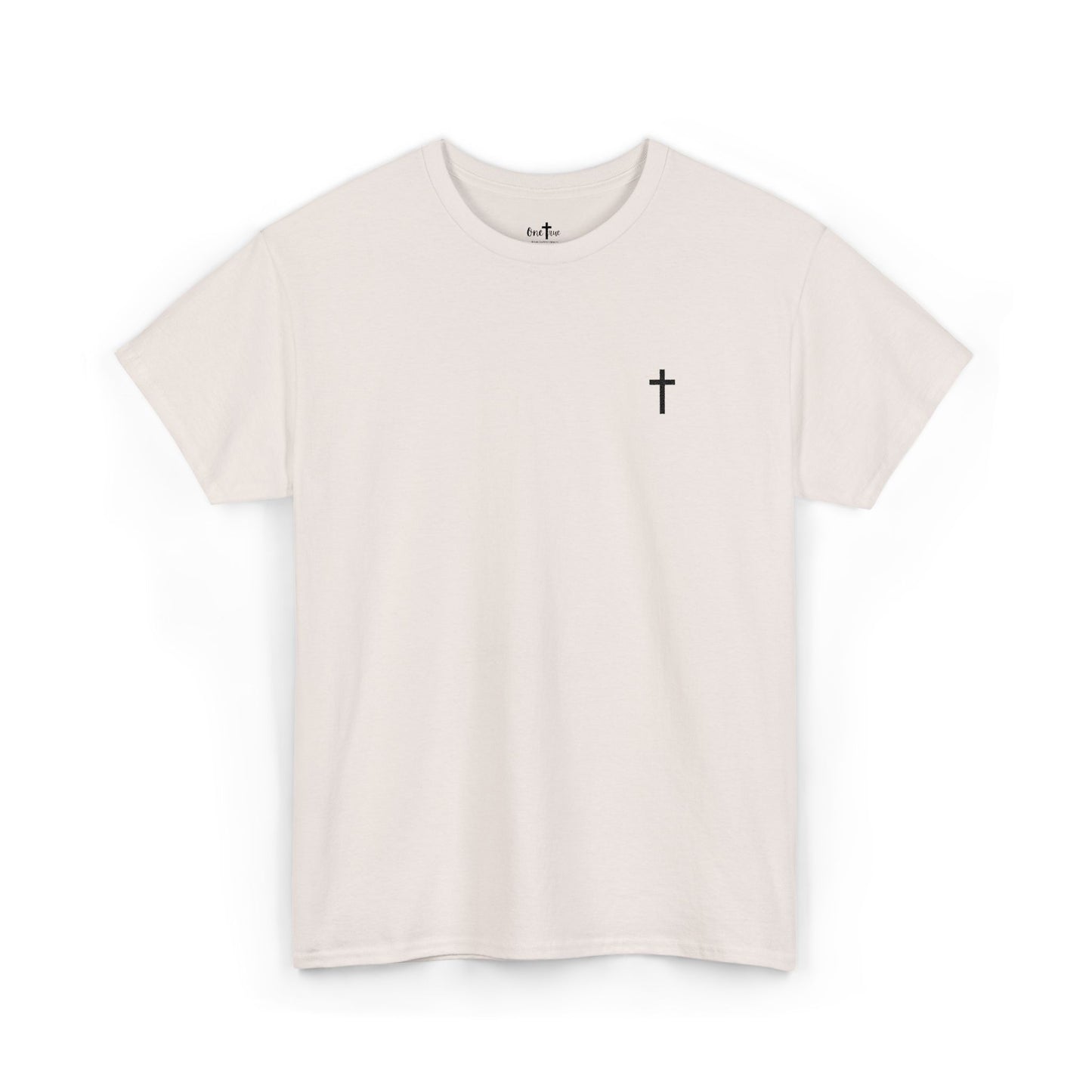 Unisex Heavy Cotton Tee with Black Cross (Embroidered)