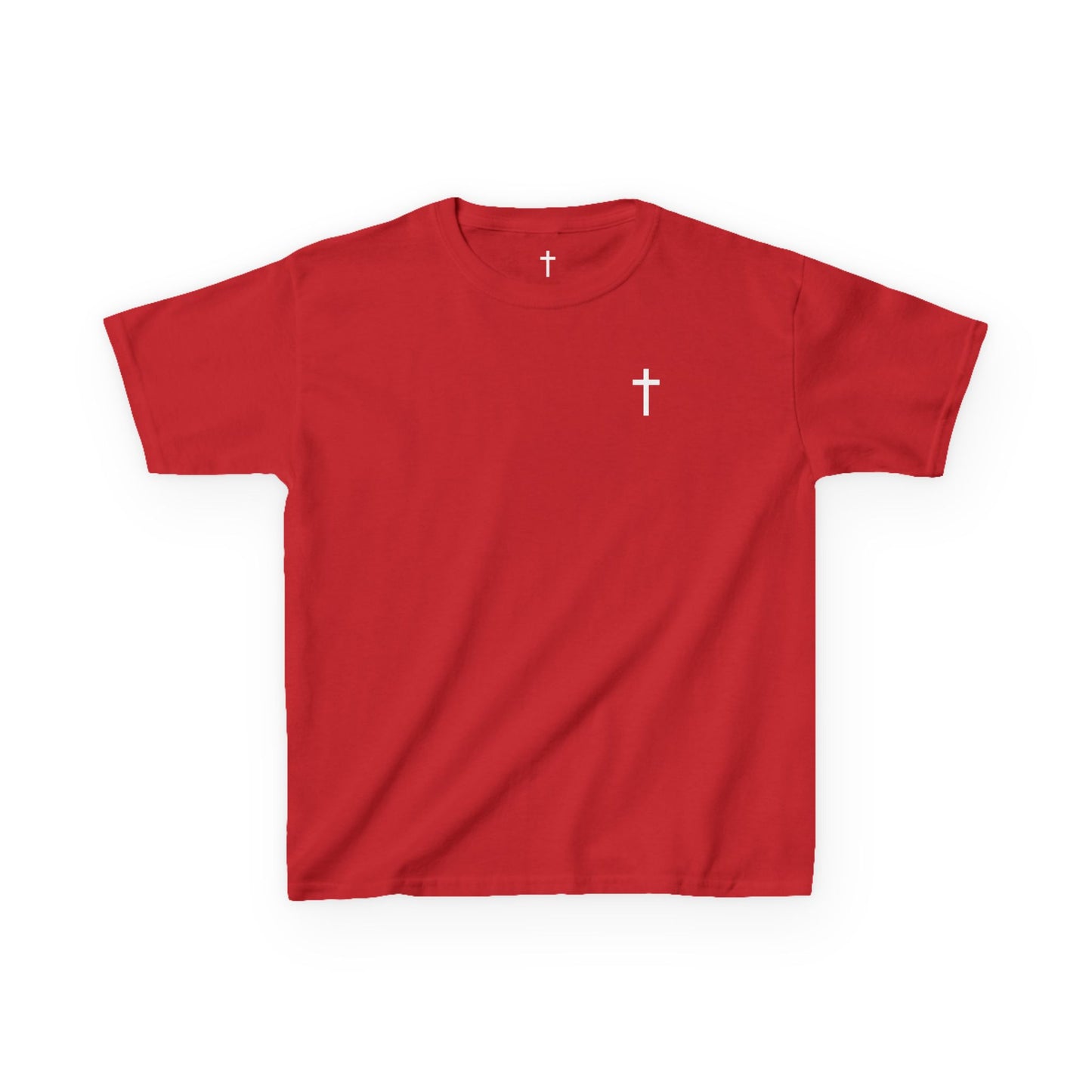 Youth Simple Christian T-Shirt with White Cross (Gildan Product)
