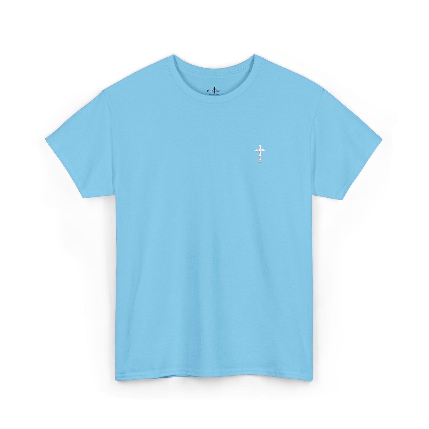 Unisex Heavy Cotton Tee with White Cross (Embroidered)