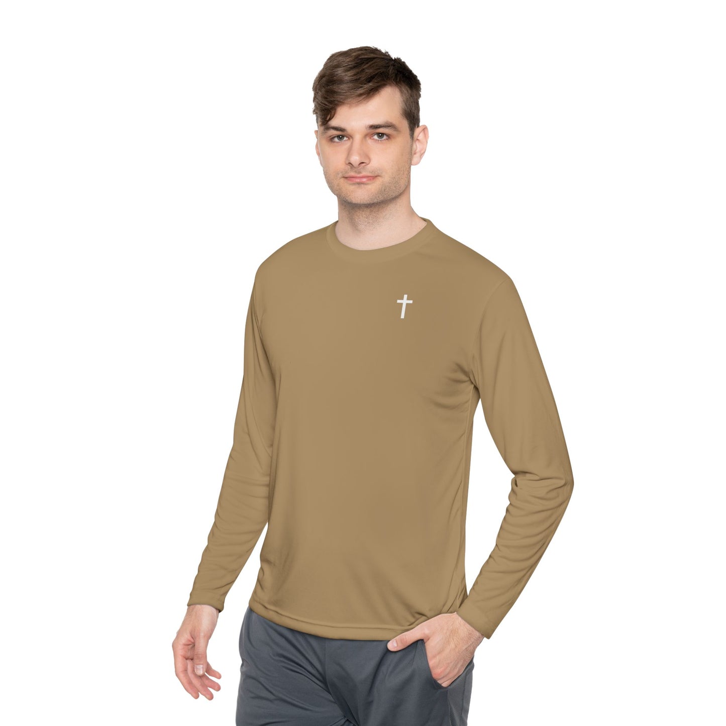 Unisex Lightweight Long Sleeve Tee with White Cross