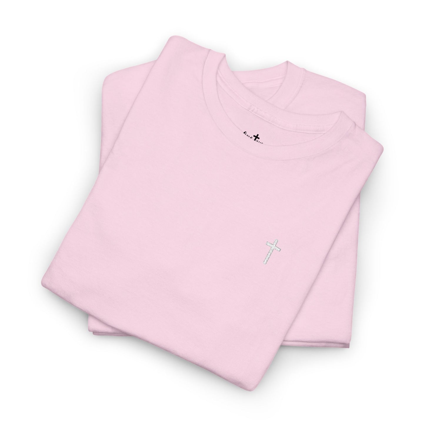 Unisex Heavy Cotton Tee with White Cross (Embroidered)