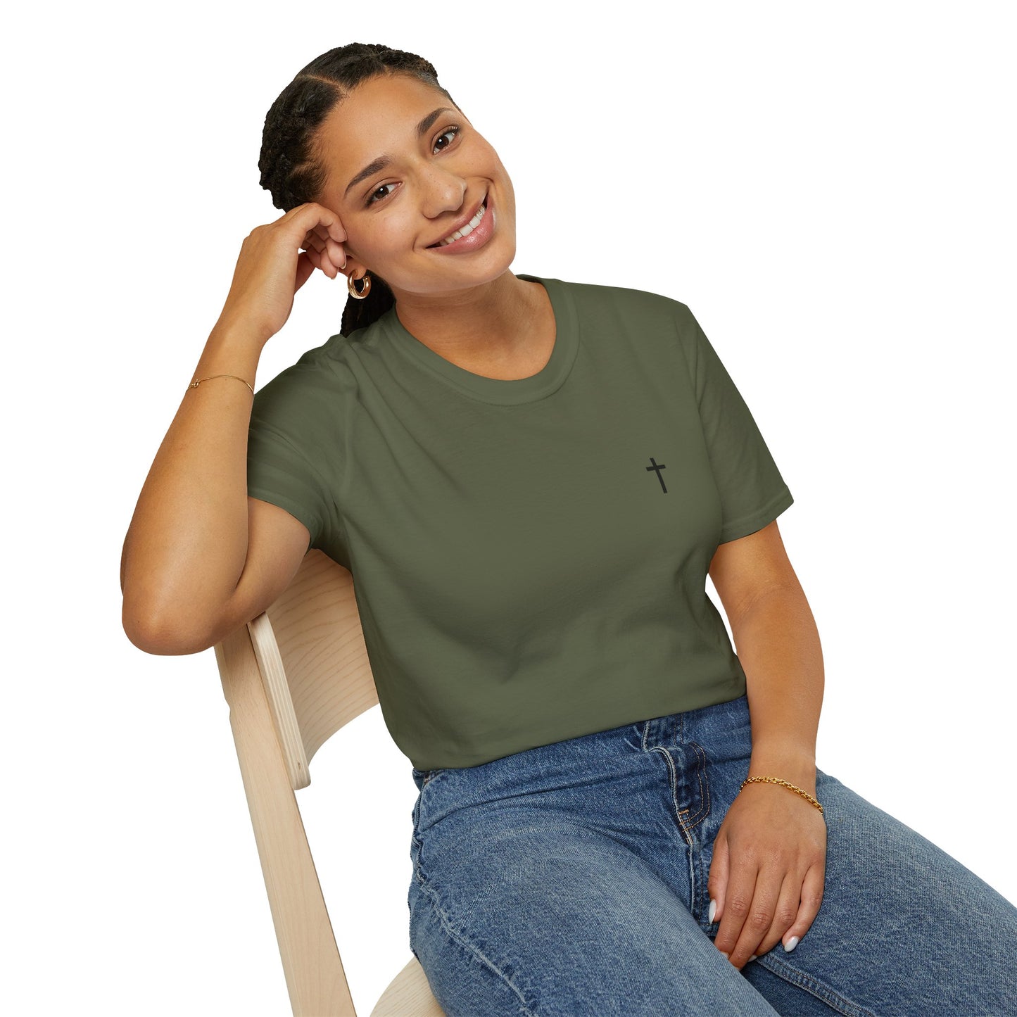 Unisex Christian T-Shirt with Black Cross (Gildan Product)