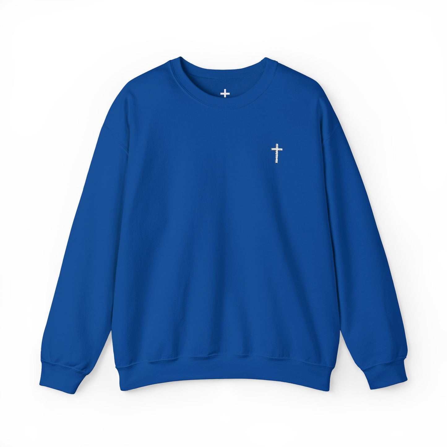 Unisex Heavy Blend™ Crewneck Sweatshirt with Embroidered White Cross