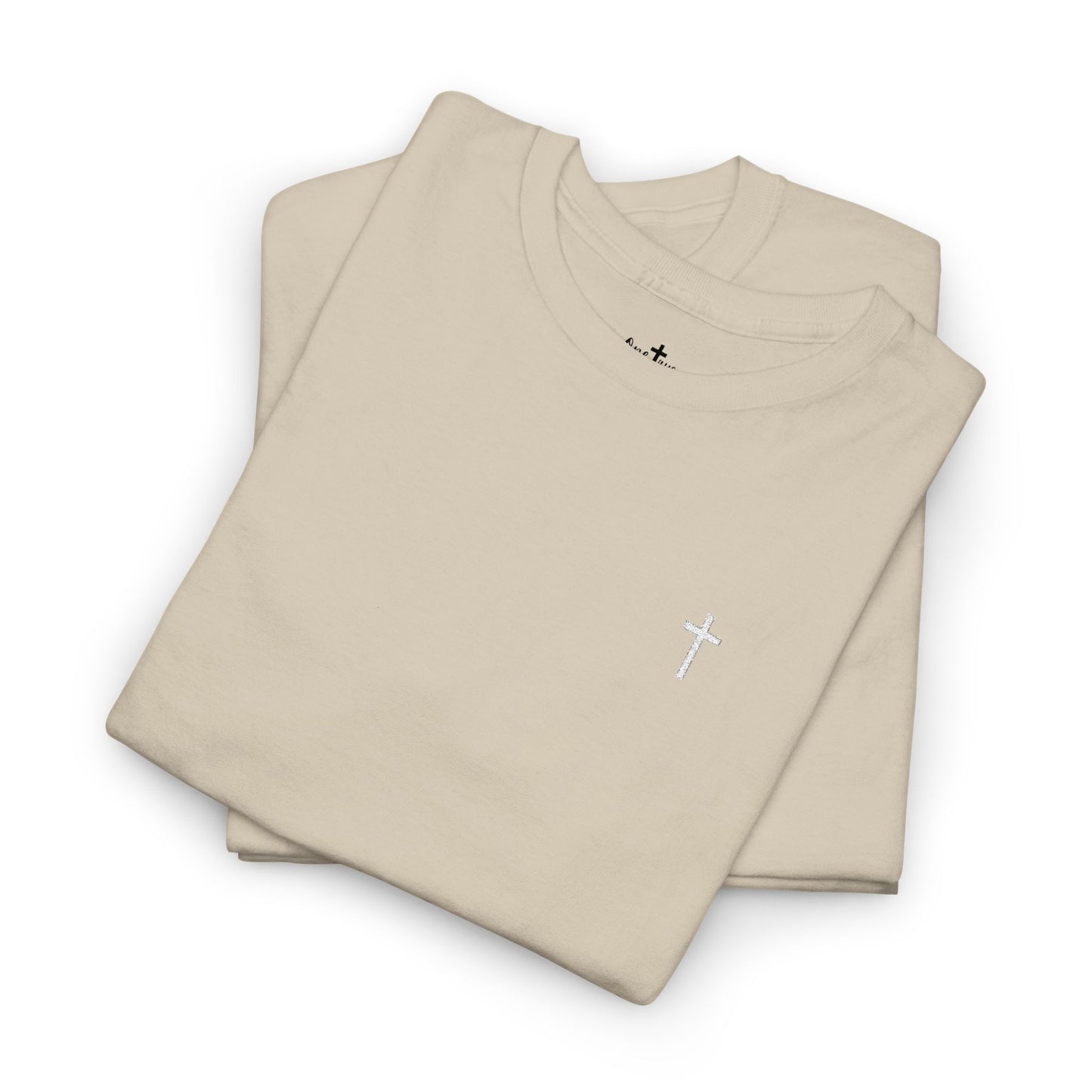 Unisex Heavy Cotton Tee with White Cross (Embroidered)