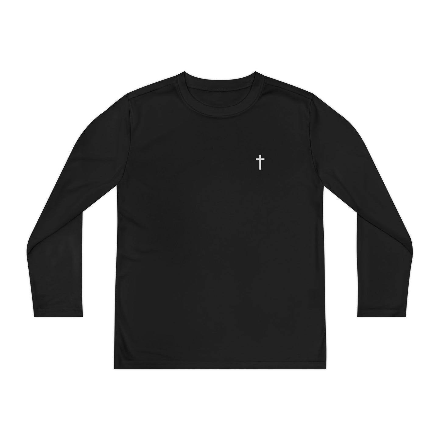 Youth long sleeve Sport-Tek with White Cross