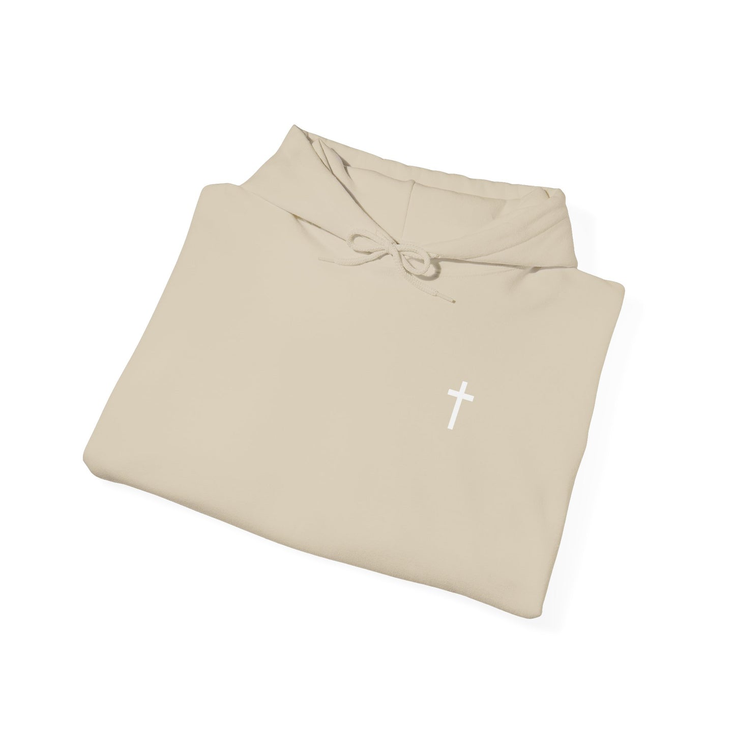 Unisex Christian Hooded Sweatshirt with White Cross (Gildan Product)