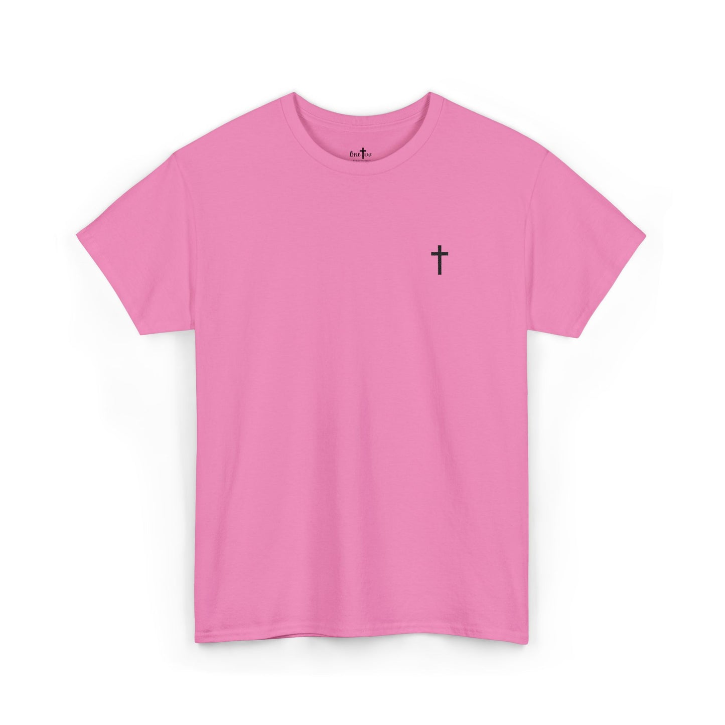 Unisex Heavy Cotton Tee with Black Cross (Embroidered)
