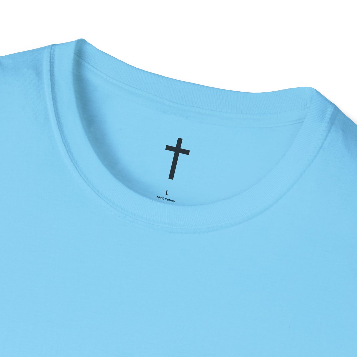 Unisex Christian T-Shirt with Black Cross (Gildan Product)