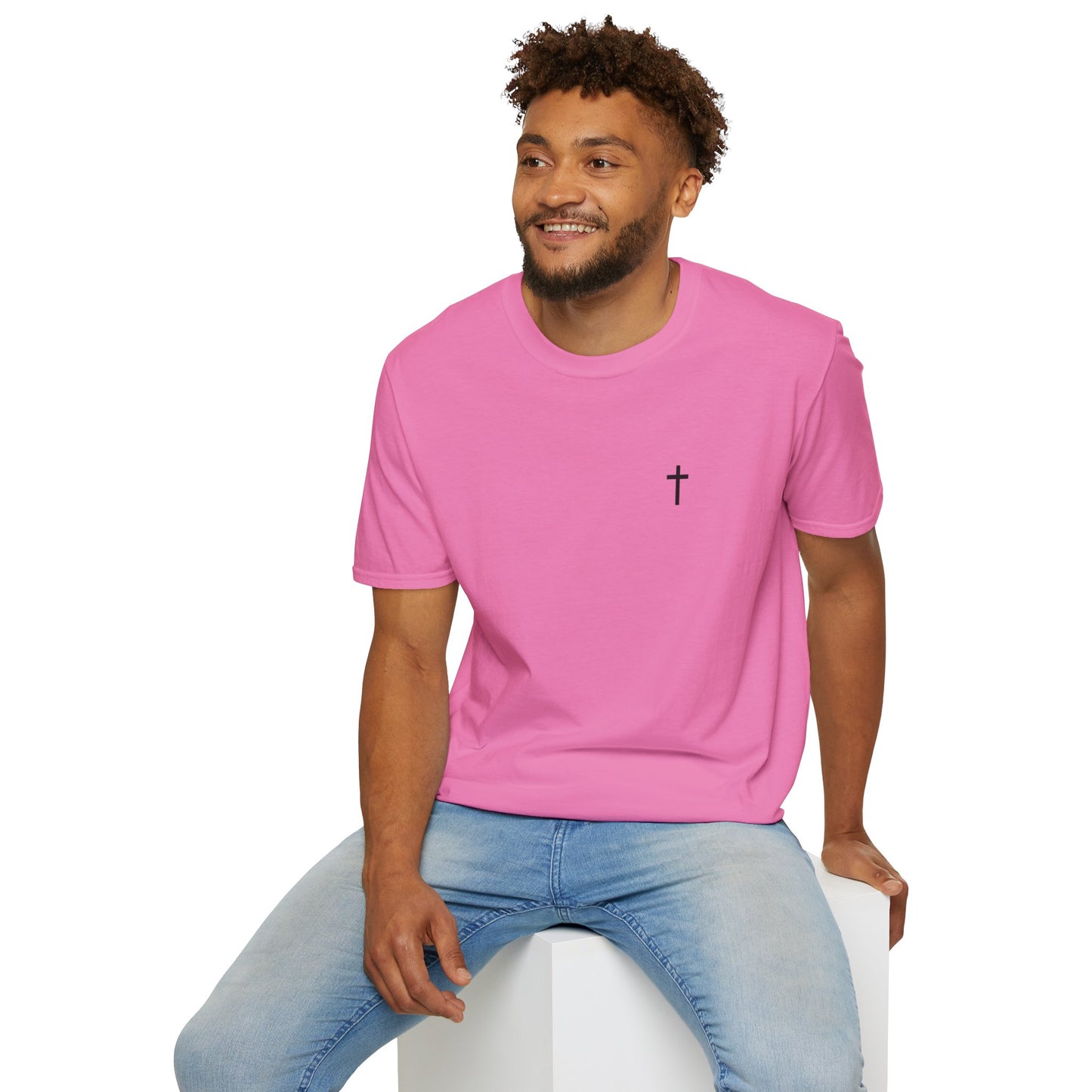 Unisex Christian T-Shirt with Black Cross (Gildan Product)