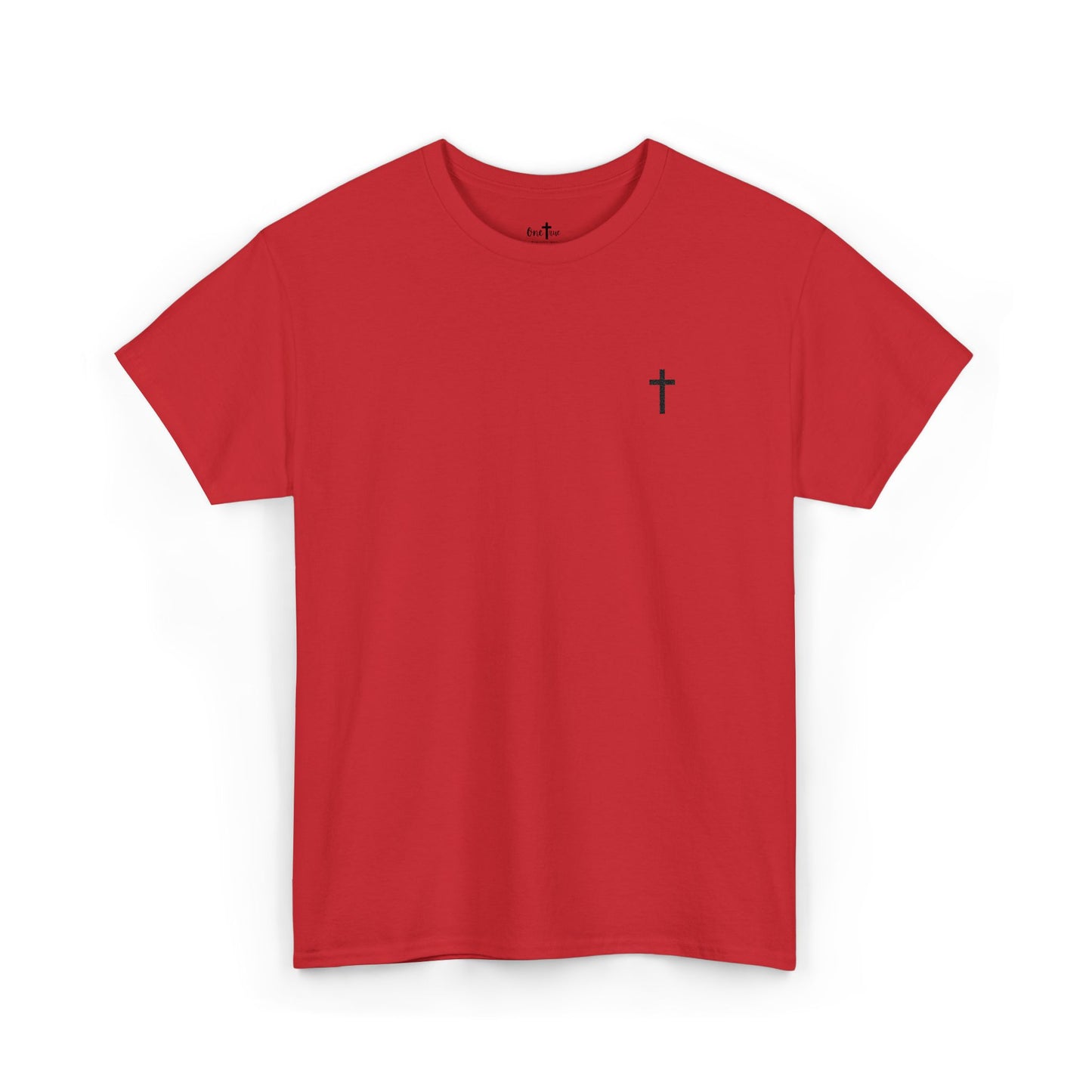 Unisex Heavy Cotton Tee with Black Cross (Embroidered)