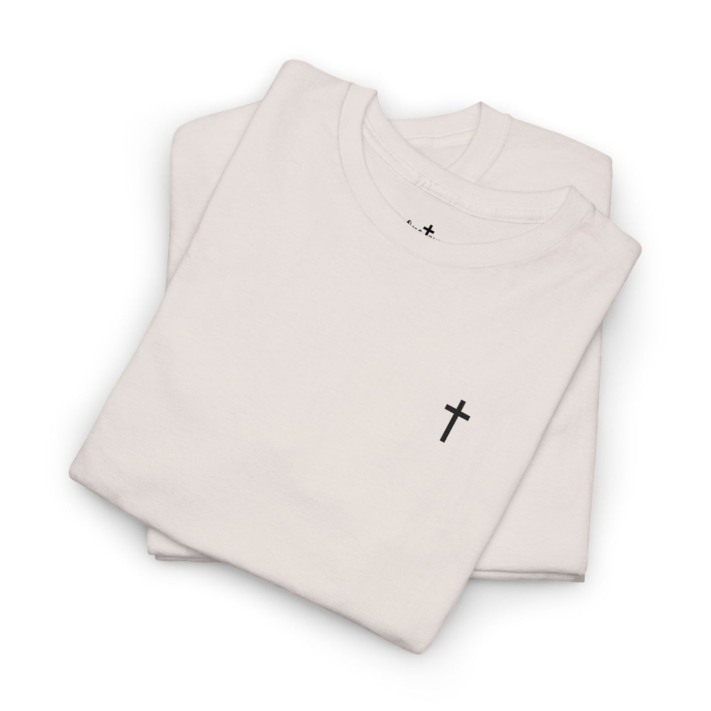 Unisex Heavy Cotton Tee with Black Cross (Embroidered)