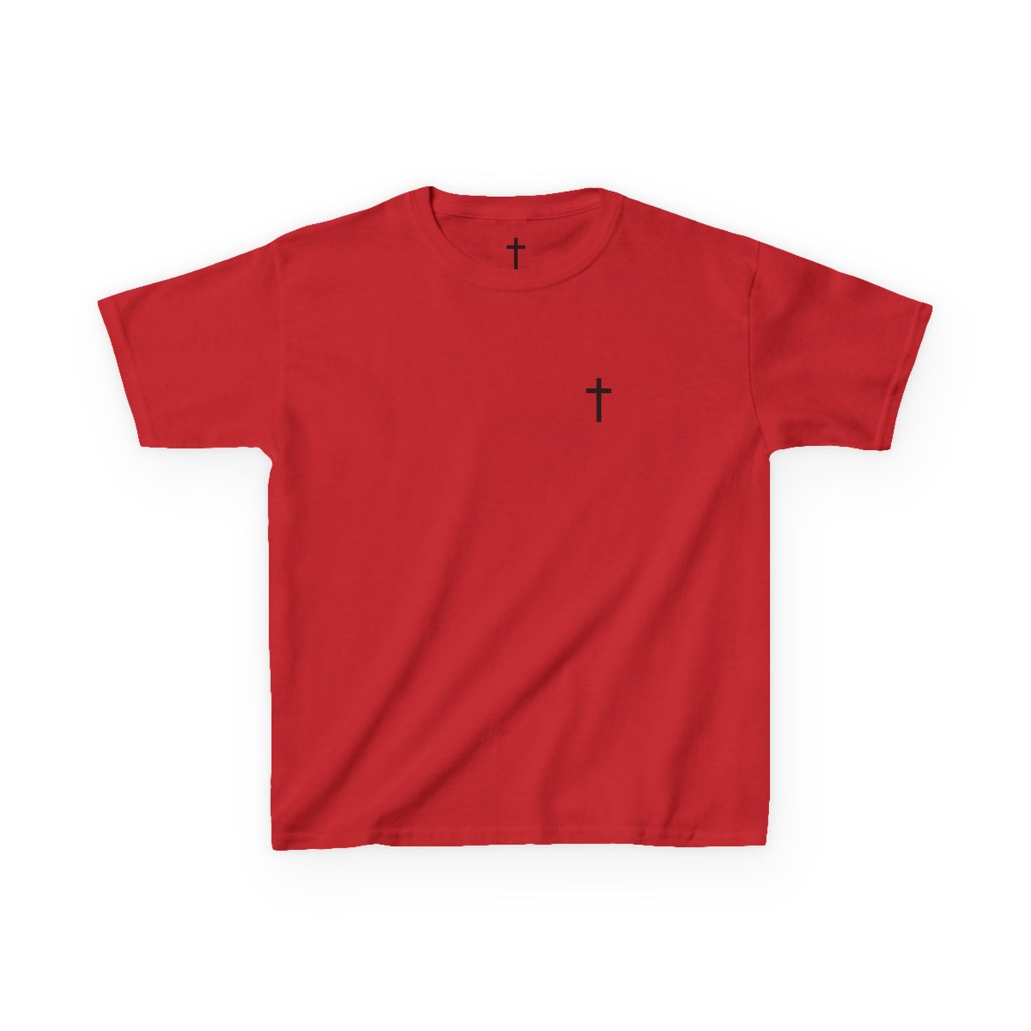Kids Simple Christian T-Shirt with Black Cross (Gildan Product)