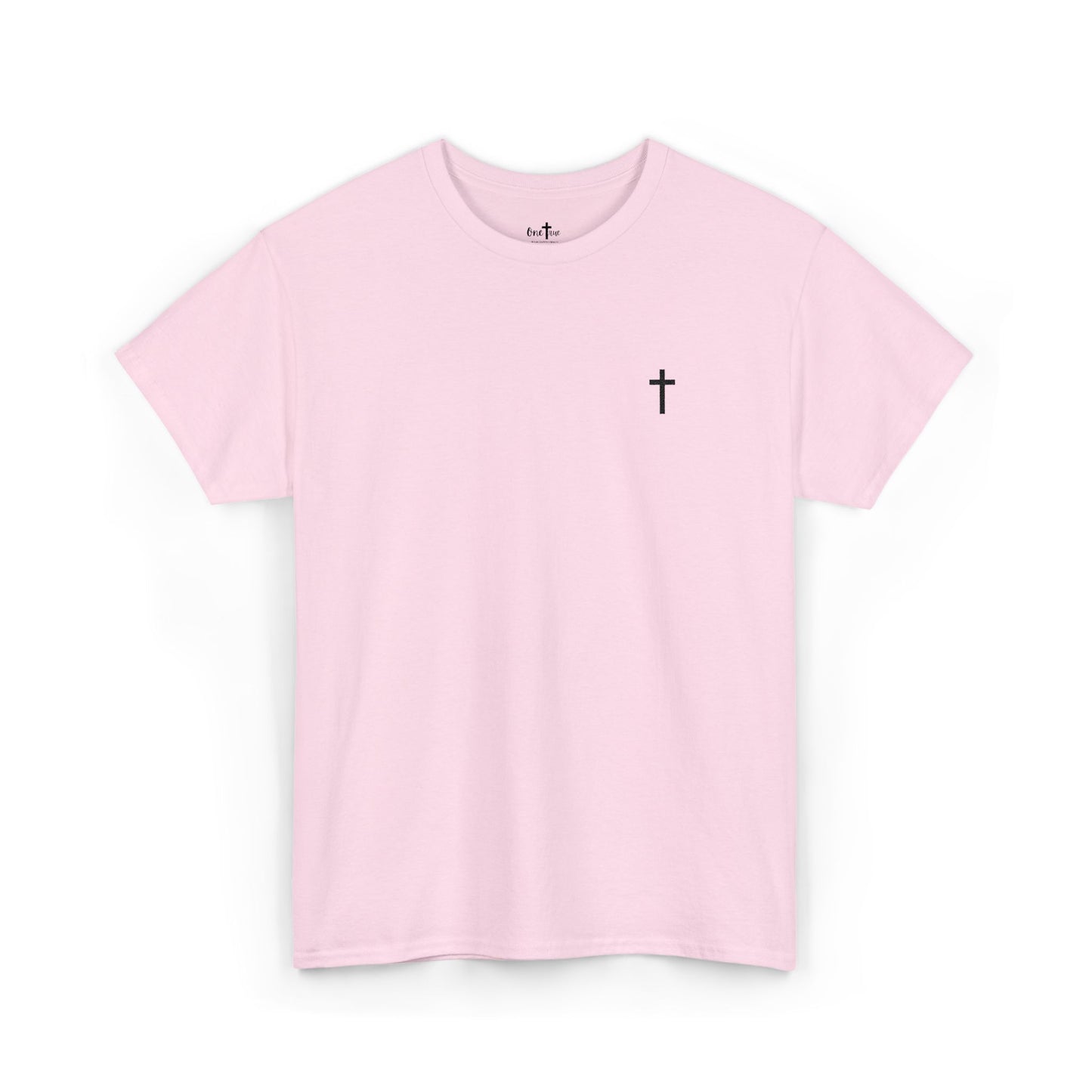 Unisex Heavy Cotton Tee with Black Cross (Embroidered)