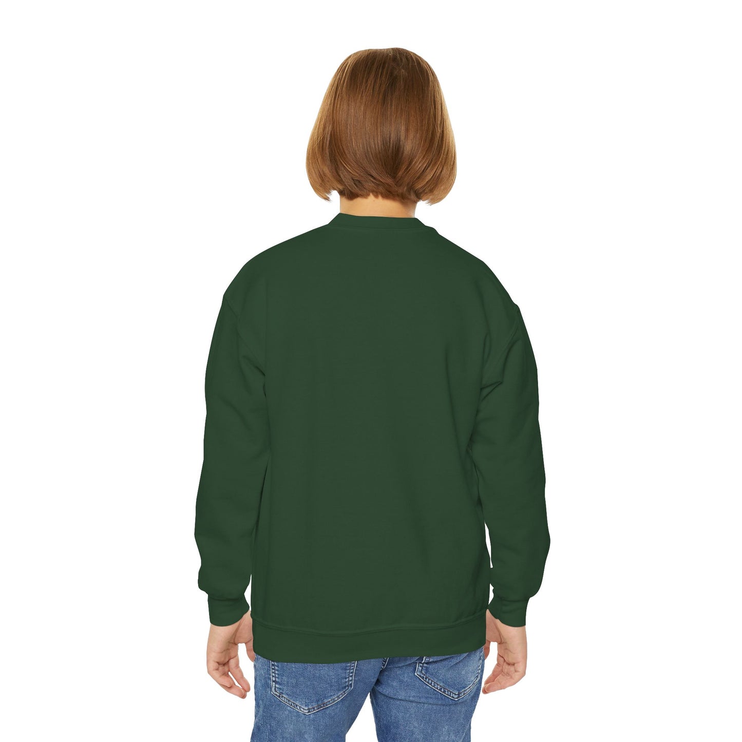 Youth Simple Christian Crewneck Sweatshirt with White Cross (Gildan Product)