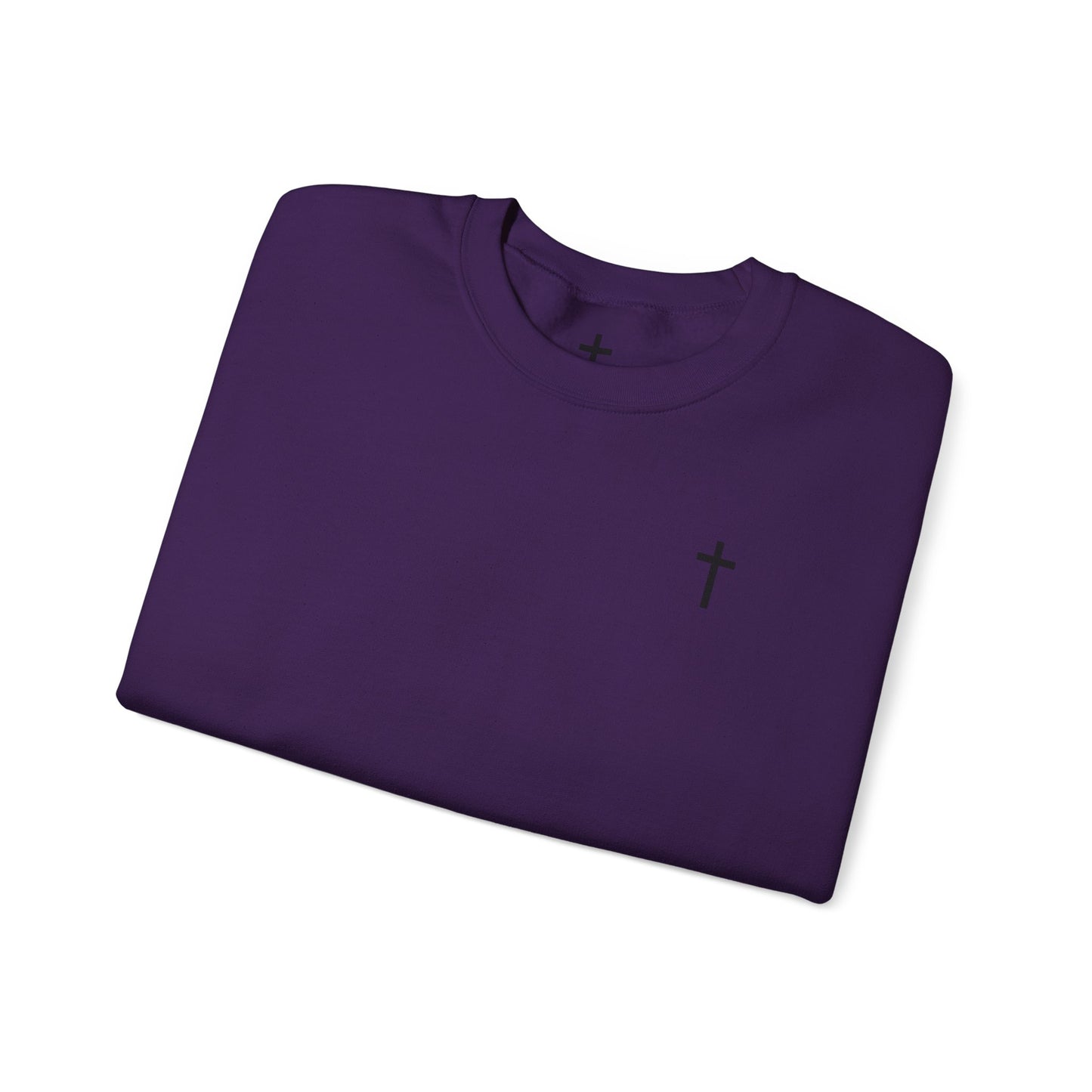 Unisex Simple Christian Heavy Blend Crewneck Sweatshirt with Black Cross (Gildan Product)
